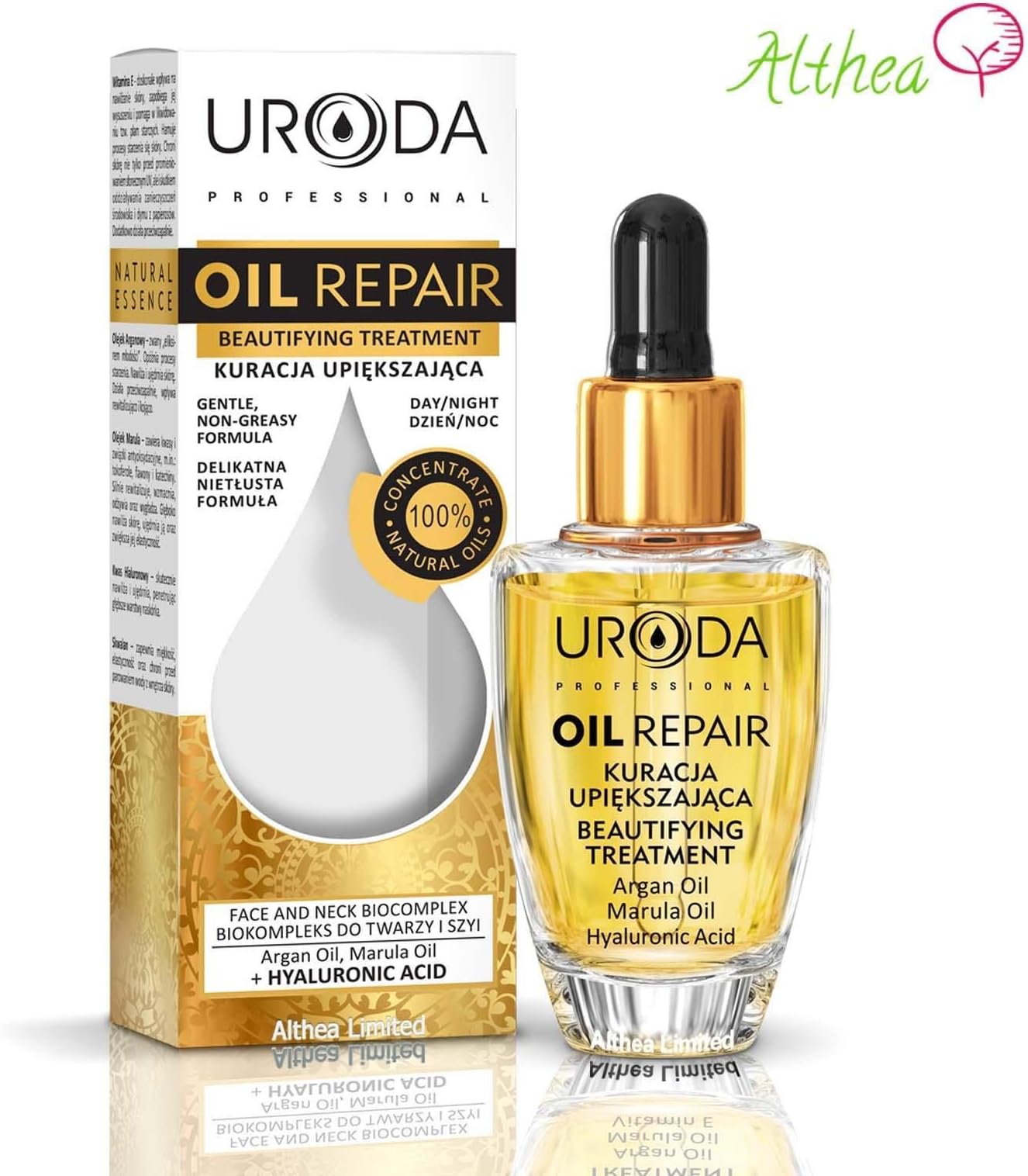 URODA Professional OIL REPAIR Beautifying Treatment Anti-AGE Argan Marula Oil + Hyaluronic Acid