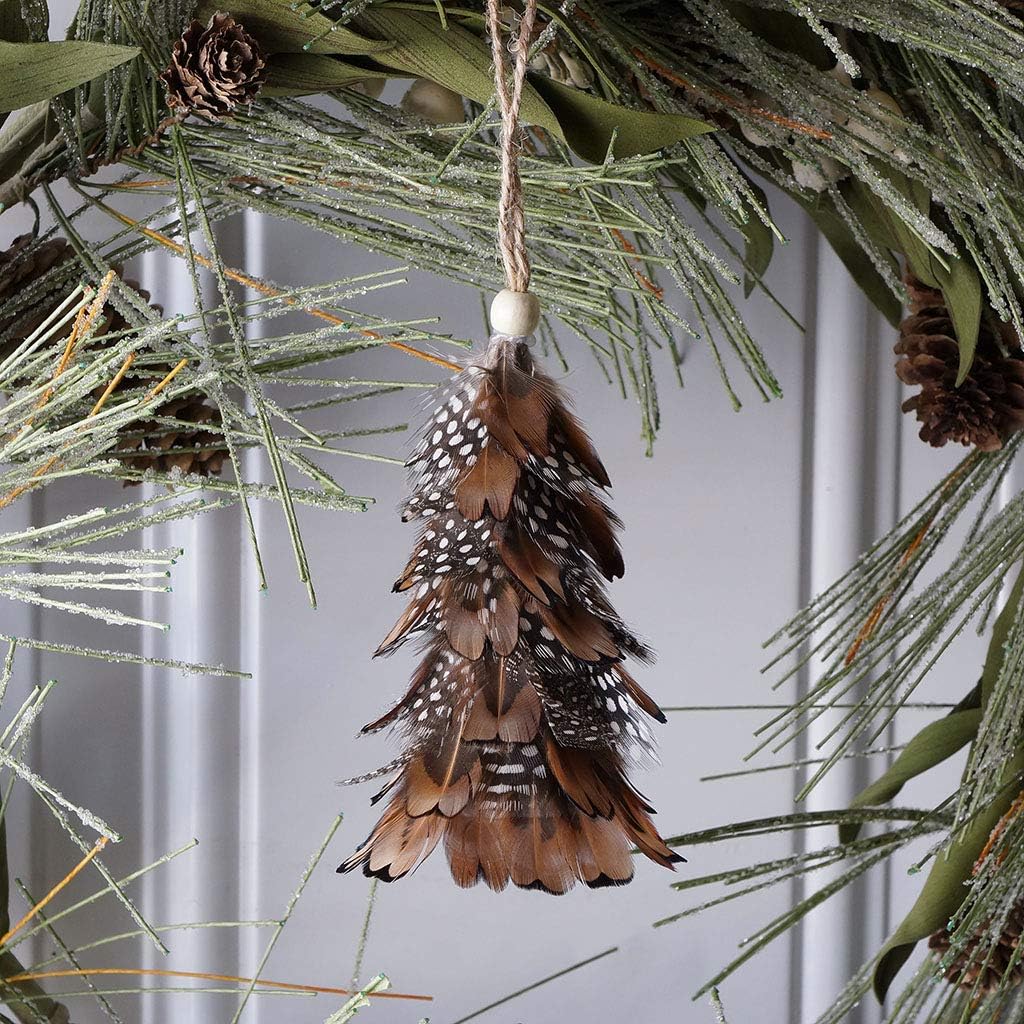Natural Feather Mini Tree Ornament - Pheasant Christmas Decorations Fall Decor