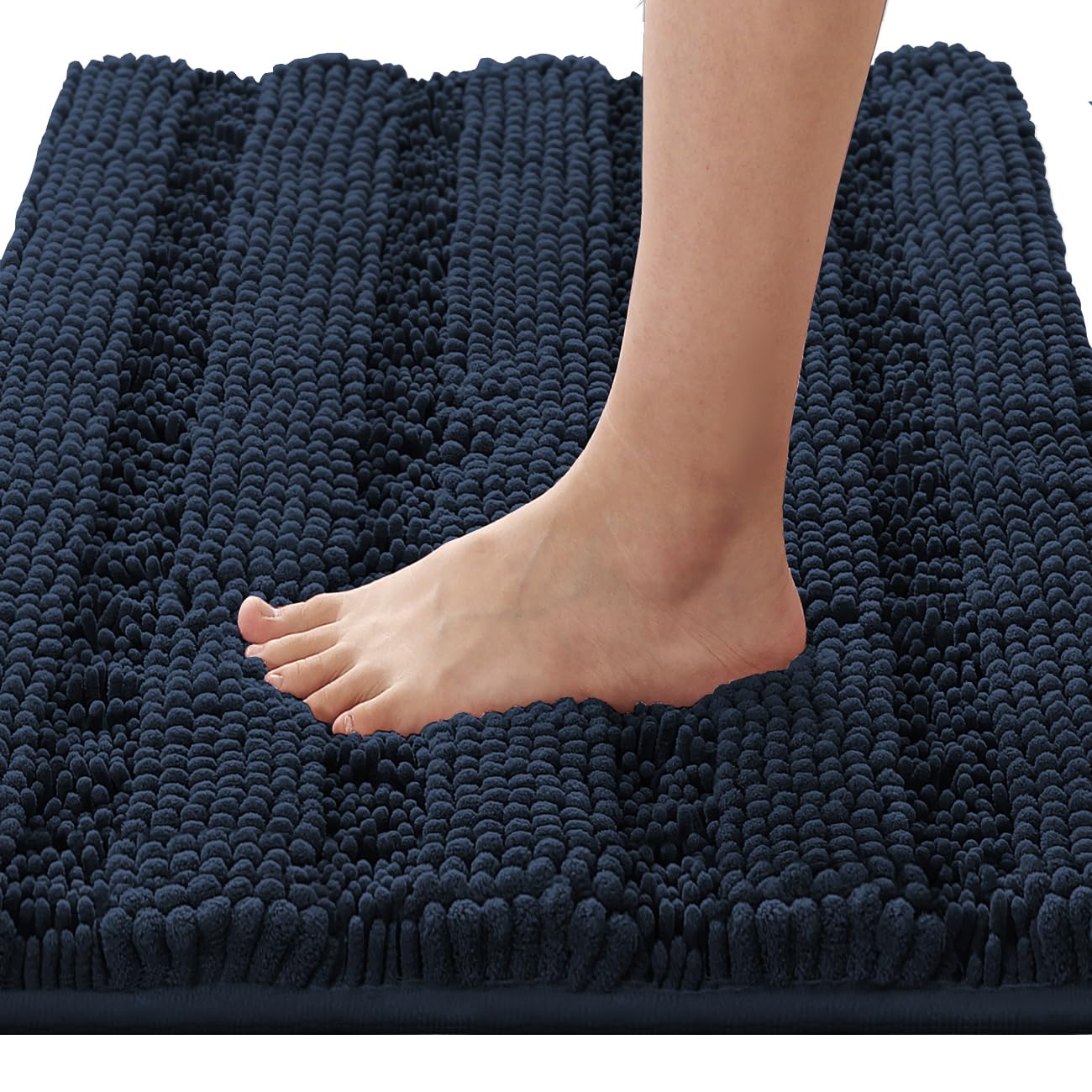 H.VERSAILTEX Bath Rugs for Bathroom Non Slip Bath Mats Extra Thick Chenille Striped Rug 20" x 32" Absorbent Non Skid Fluffy Soft Shaggy Washable Dry