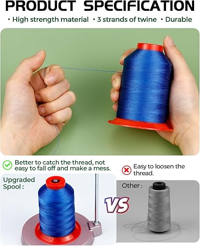 Miniatura 5 de FIVEIZERO Hilo de tapicería extra fuerte, hilo de nailon azul de 3,280.8 ft para cuero de mezclilla, manualidades, máquina, bricolaje y hogar (1