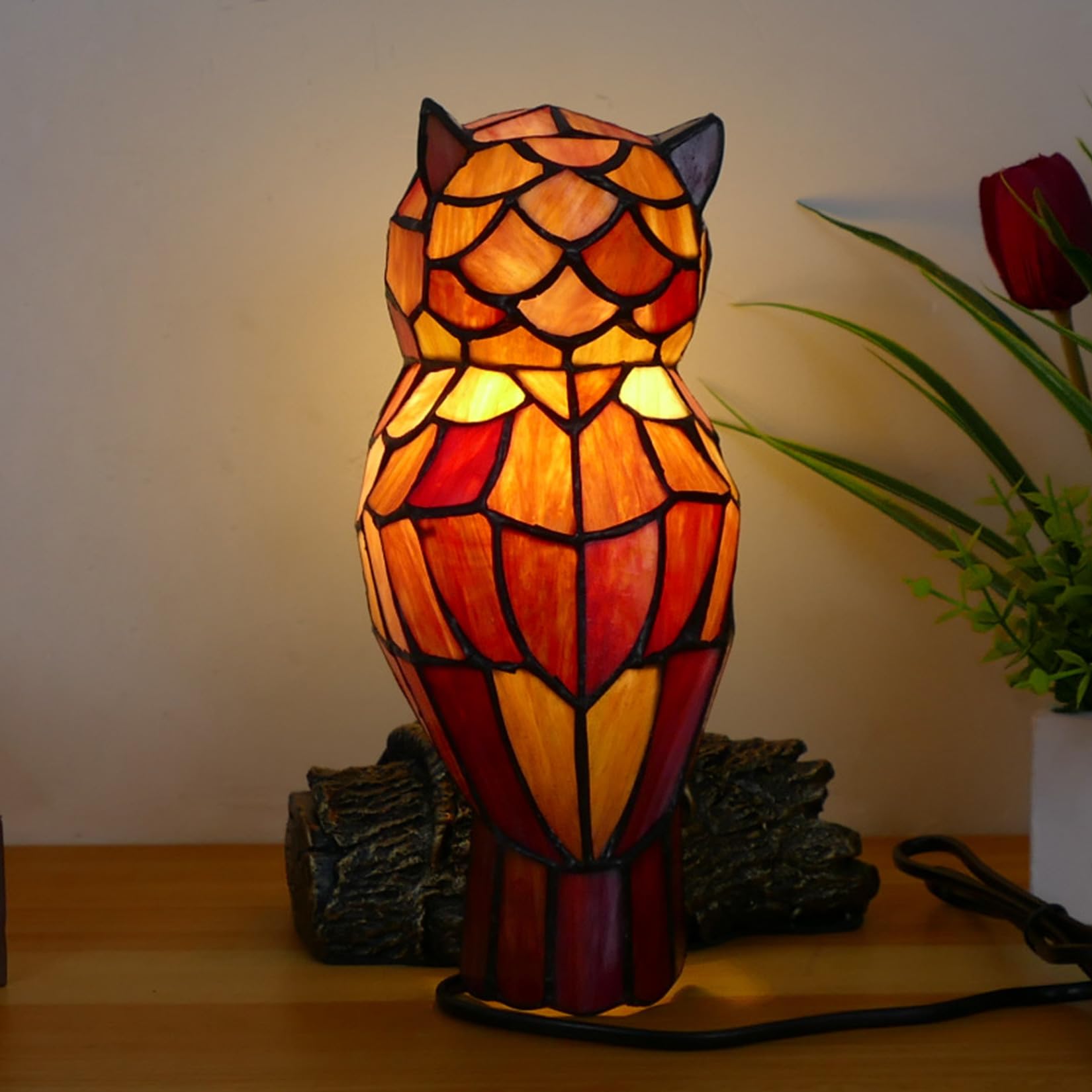 Lampe Chauve-Souris Mignonne en Verre Tiffany, Lampe de Table en Forme d'animal, Veilleuse, Lampe d'Accent de 10 Pouces pour Maison, Chambre d'enfant, Bureau, Décoration, Cadeau