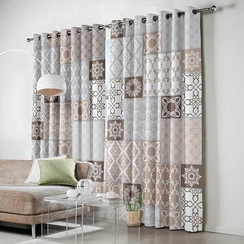 Miniatura 3 de FortuneHouse Blackout Curtains Thermal Insulated Moroccan Solid Pattern Metal Grommet Elegant Room Drapes Window Curtain for Bedroom Living Room