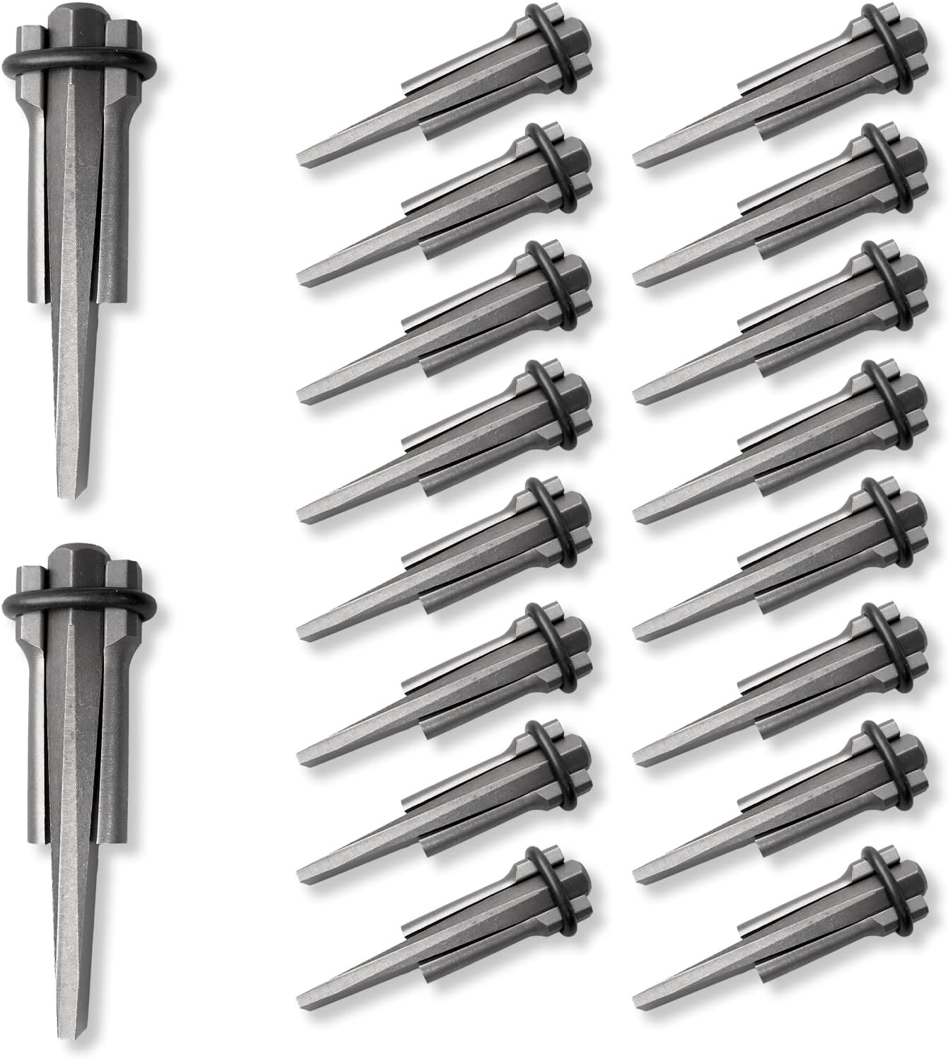 18 Pcs Rock Splitting Wedges with Feather Shims, 5/8 Inch Wedge and Shims Set, Heavy Duty Stone Hounding Equipment Rock Splitting Tools for Concrete, Granite, Marble