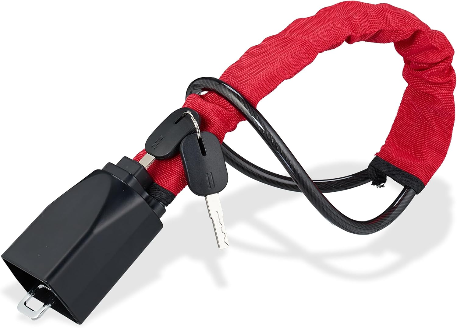 Relaxdays Antifurto Bloccasterzo Auto, Bloccasterzo Universale Doppio, Protezione Volante in Acciaio, Rosso Nero, Nylon, HLP: 70 x 6 x 4,5 cm