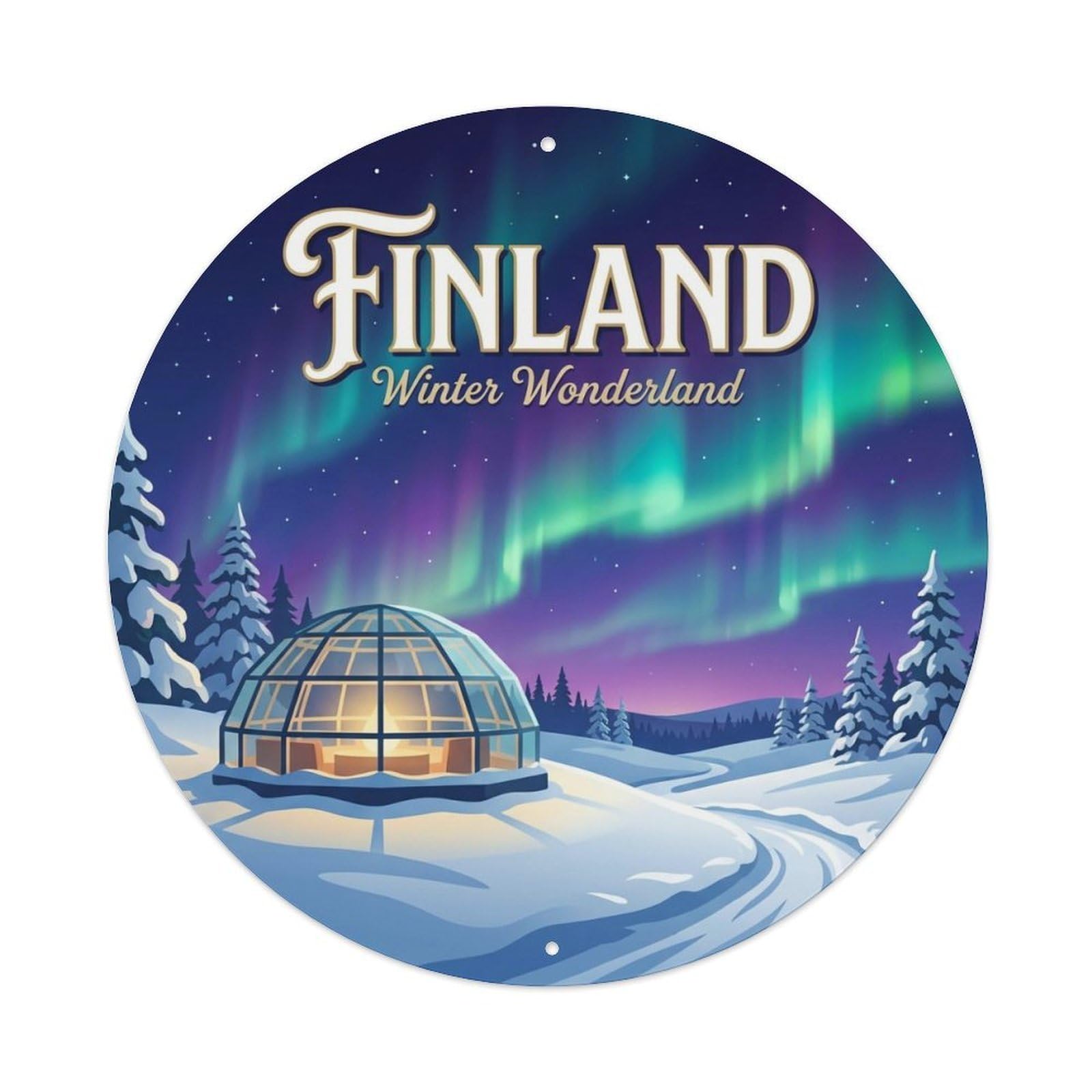 Vintage Travel Finland Silent Metal Tin Sign