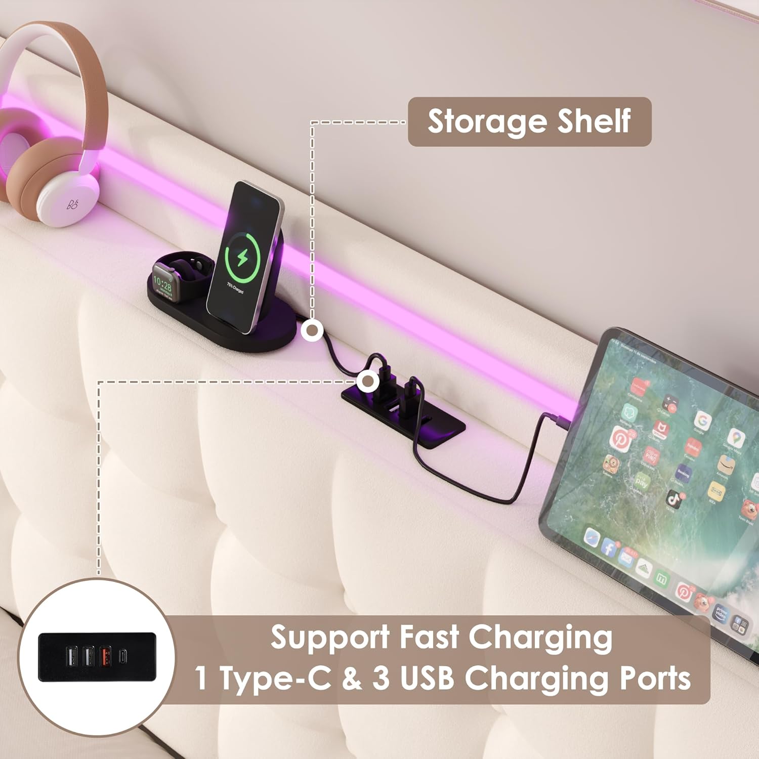 Charging station and storage shelf