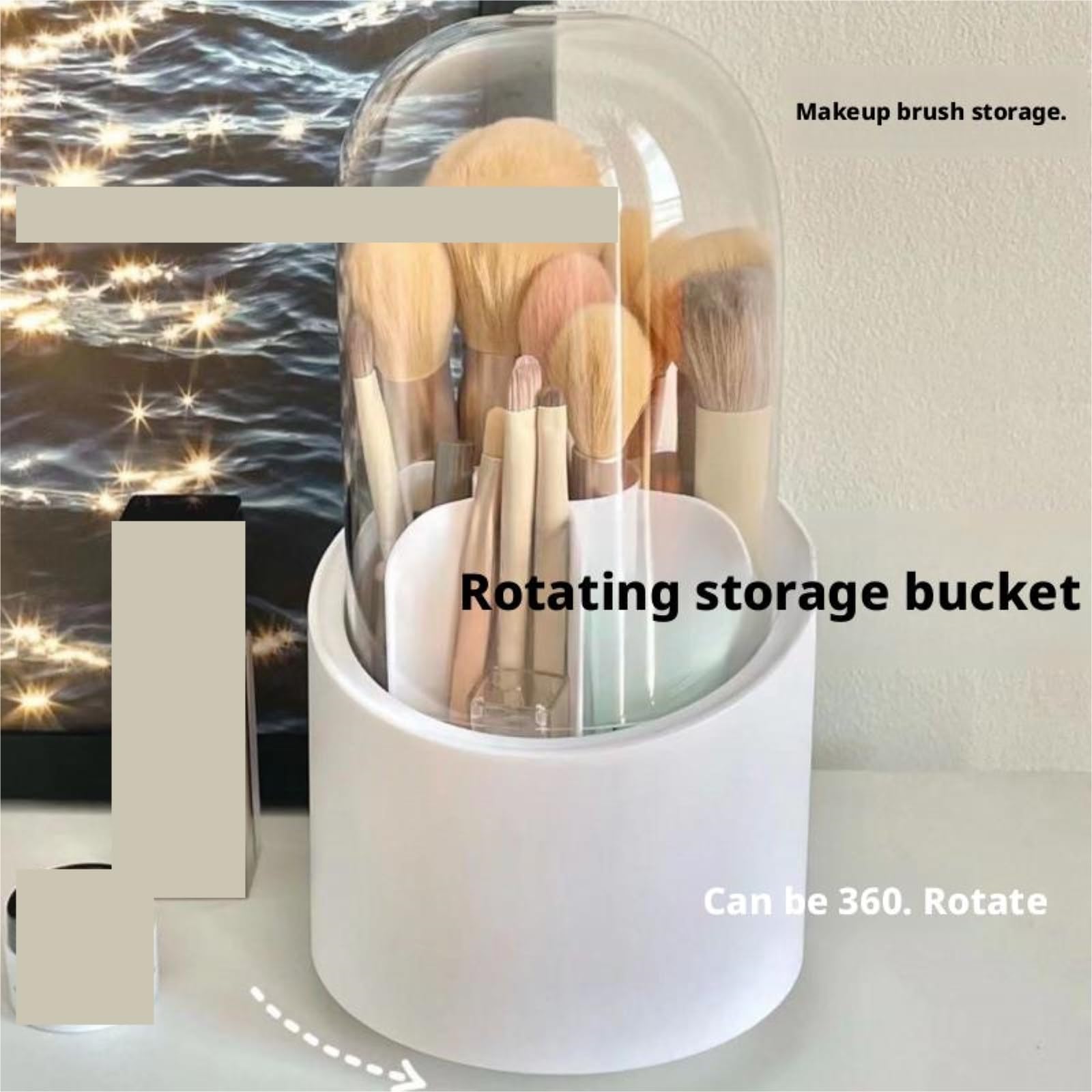 Stifteköcher Stifte Halter Stifthalter Aus Kunststoff Mit Fach Und Deckel Zur Aufbewahrung Von Make-up-Pinseln Schreibtisch-Organizer(White)