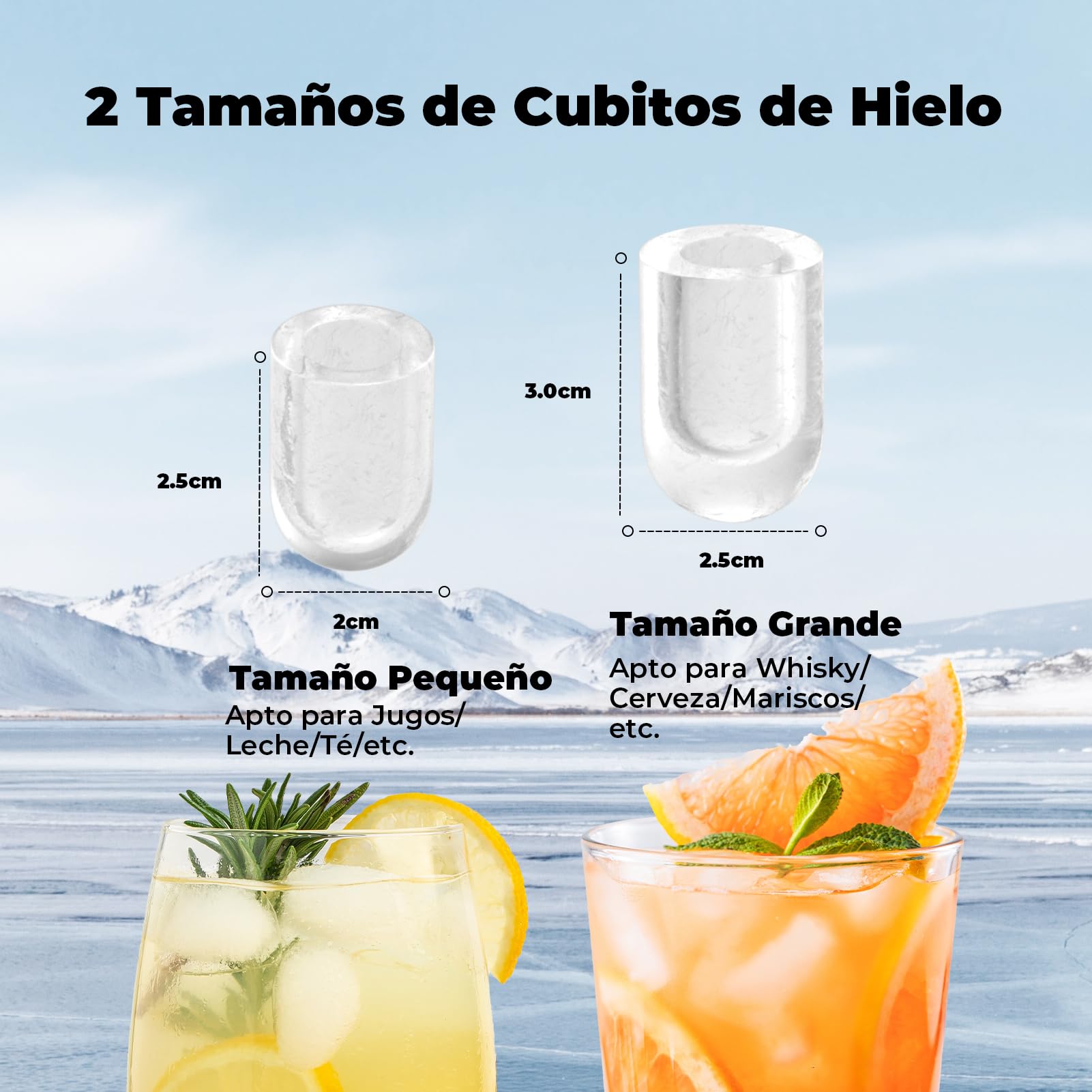 Máquinas para Hacer Hielo, Acmeenjoy 12kg/24h Maquina de Hielo para Encimera, Hielo en 6-8 minutos, Maquina de Hielo Portátil y Autolimpiante con Mango para el Hogar/Fiesta/Cocina/Bar