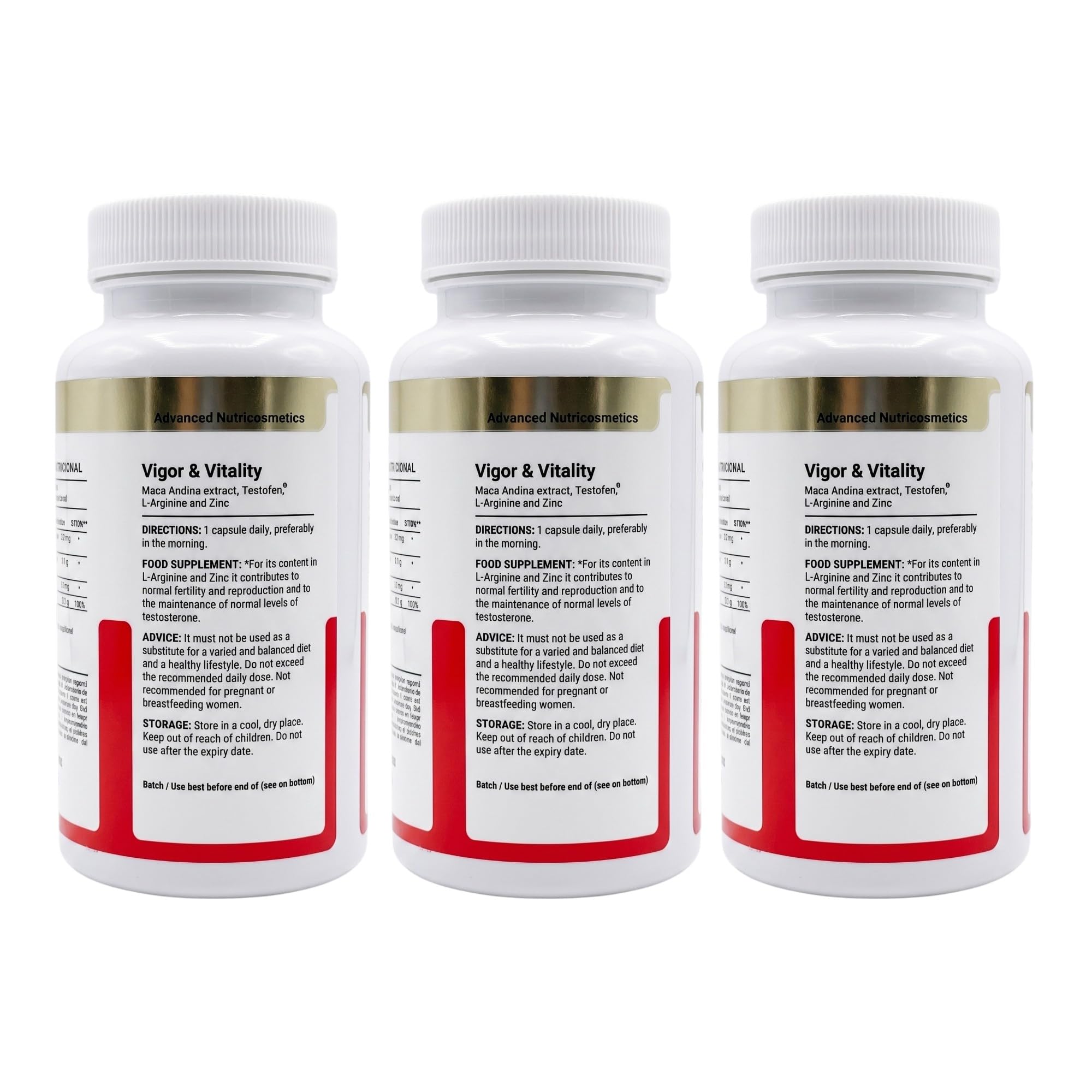 NATUSURE NatuVigor Pack de 3 (180 Cápsulas) – Maca Andina + Fenogreco Testofen® + L-Arginina + Zinc – Soporte para la Vitalidad y el Deseo Sexual en Hombres y Mujeres