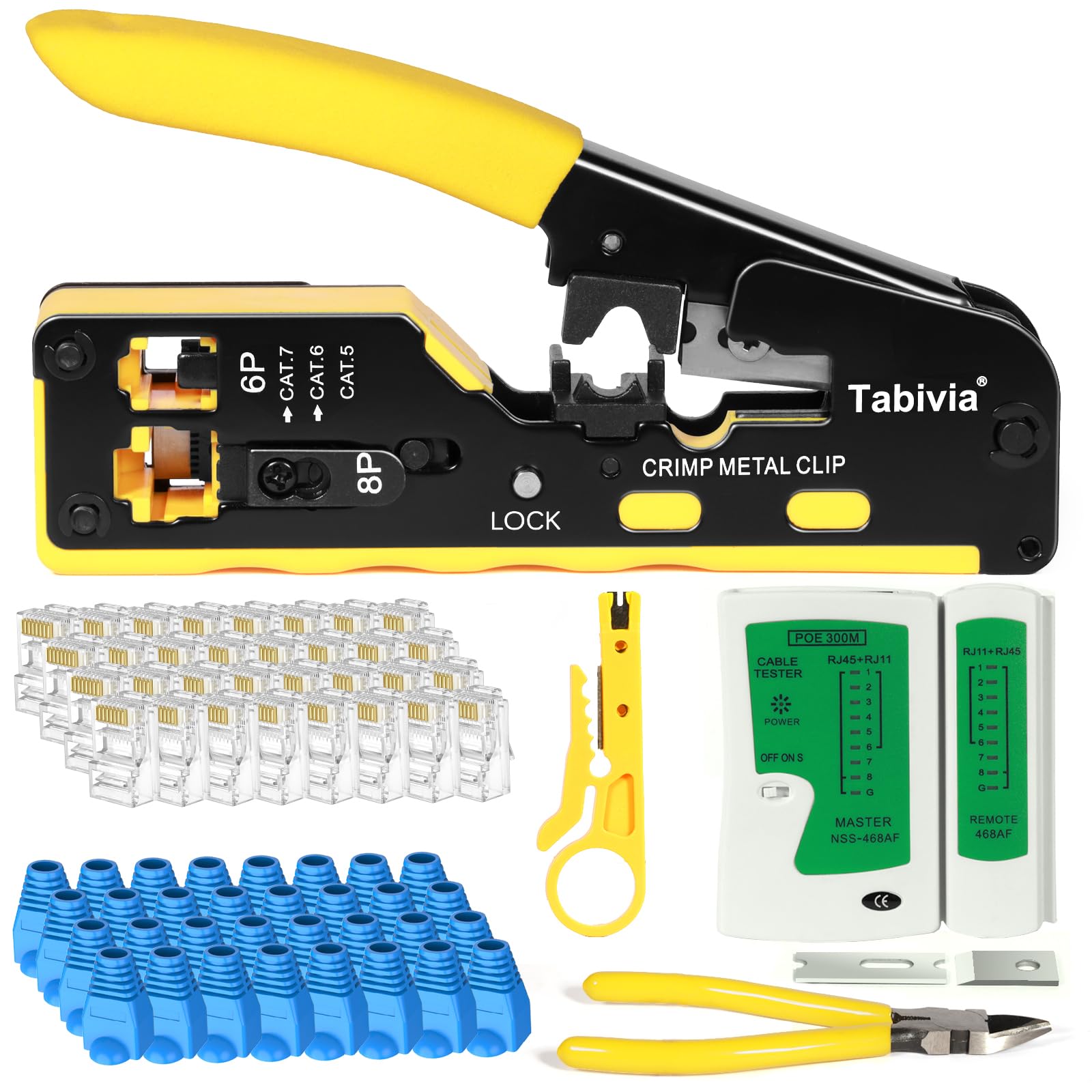 Kit de herramientas de crimpado RJ45, kit de herramientas de crimpado Ethernet Cat6 Cat5