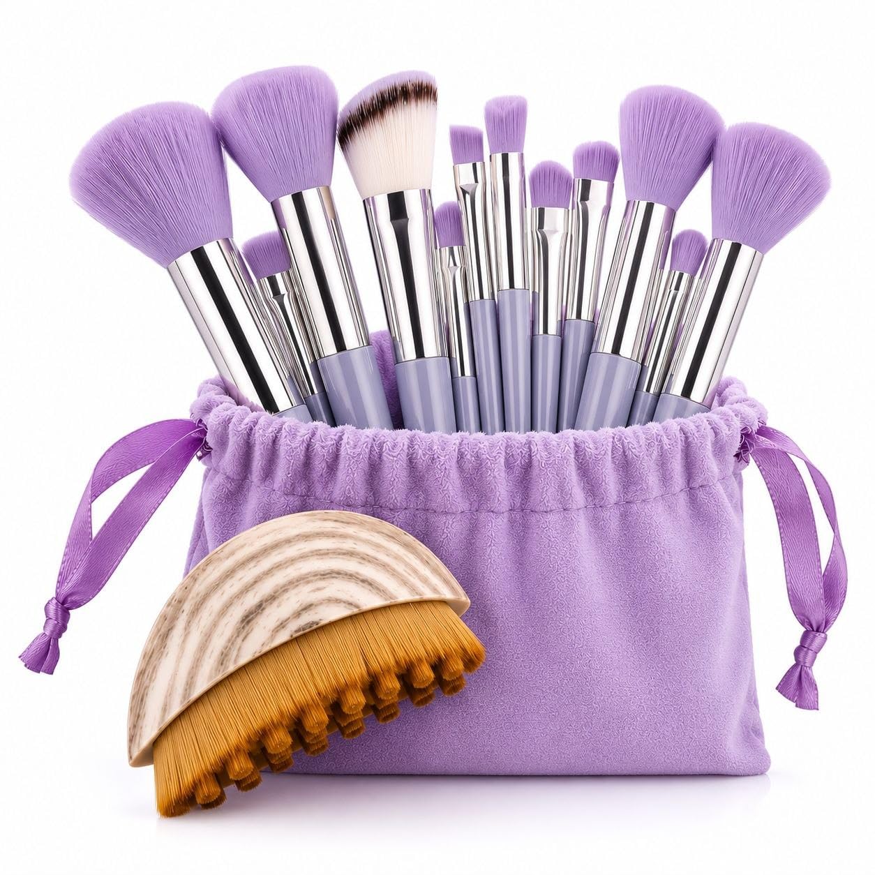 Atrube 13-Piece Professional Makeup Brush Set with Contour Brush & Pouch | Soft Synthetic Face & Eye Makeup Brushes for Foundation, Blush, Powder & Eyeshadow-image-11