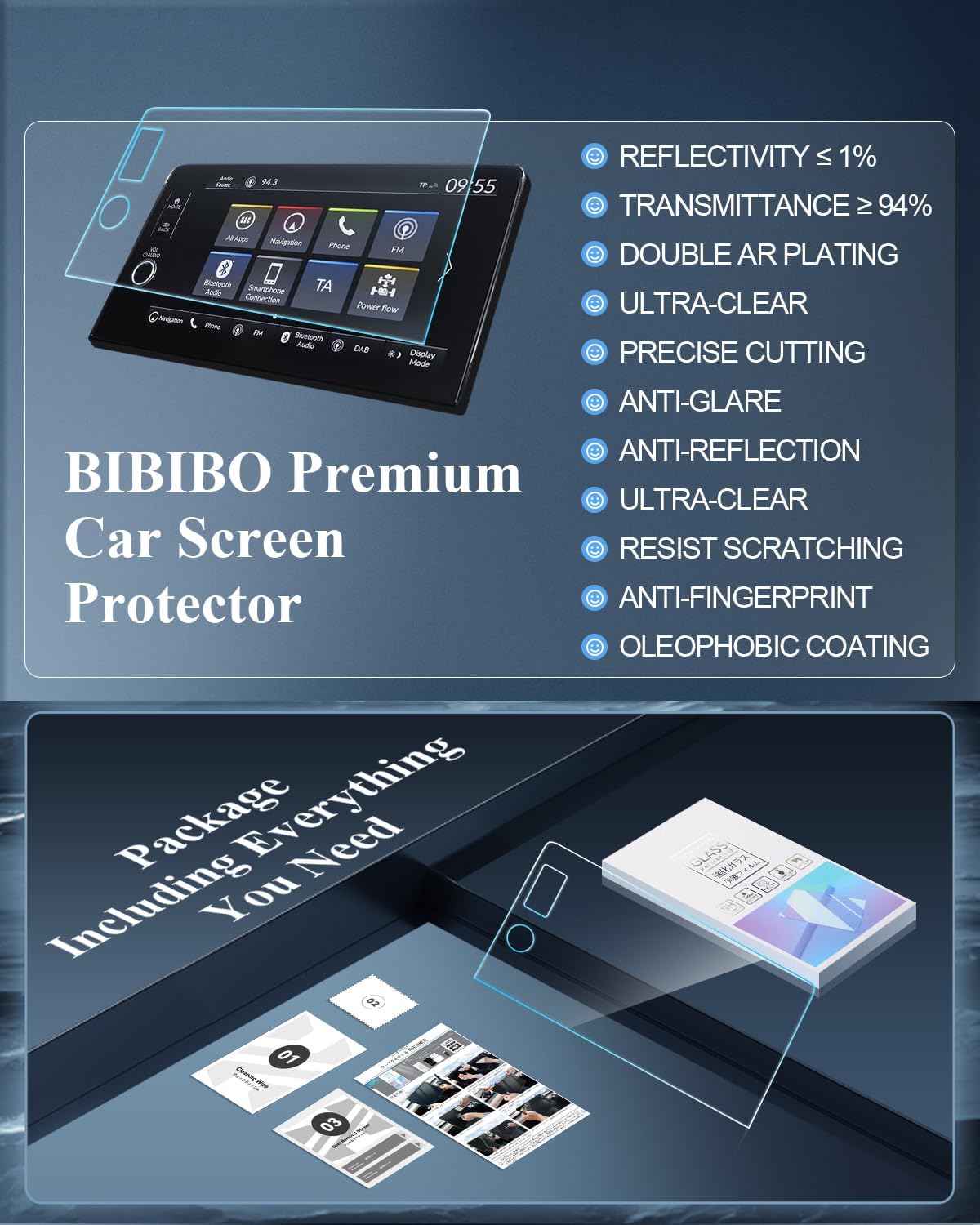 BIBIBO 2Pcs for 2026 Honda CRV Screen Protector 2026 Honda CR-V (LX/EX/Sport Hybrid/EX-L/TrailSport Hybrid/Sport-L Hybrid )9-Inch Touchscreen(2-Holes on the Screen) [Tempered Glass Anti-Glare &Scratch Lessen Fingerprints]