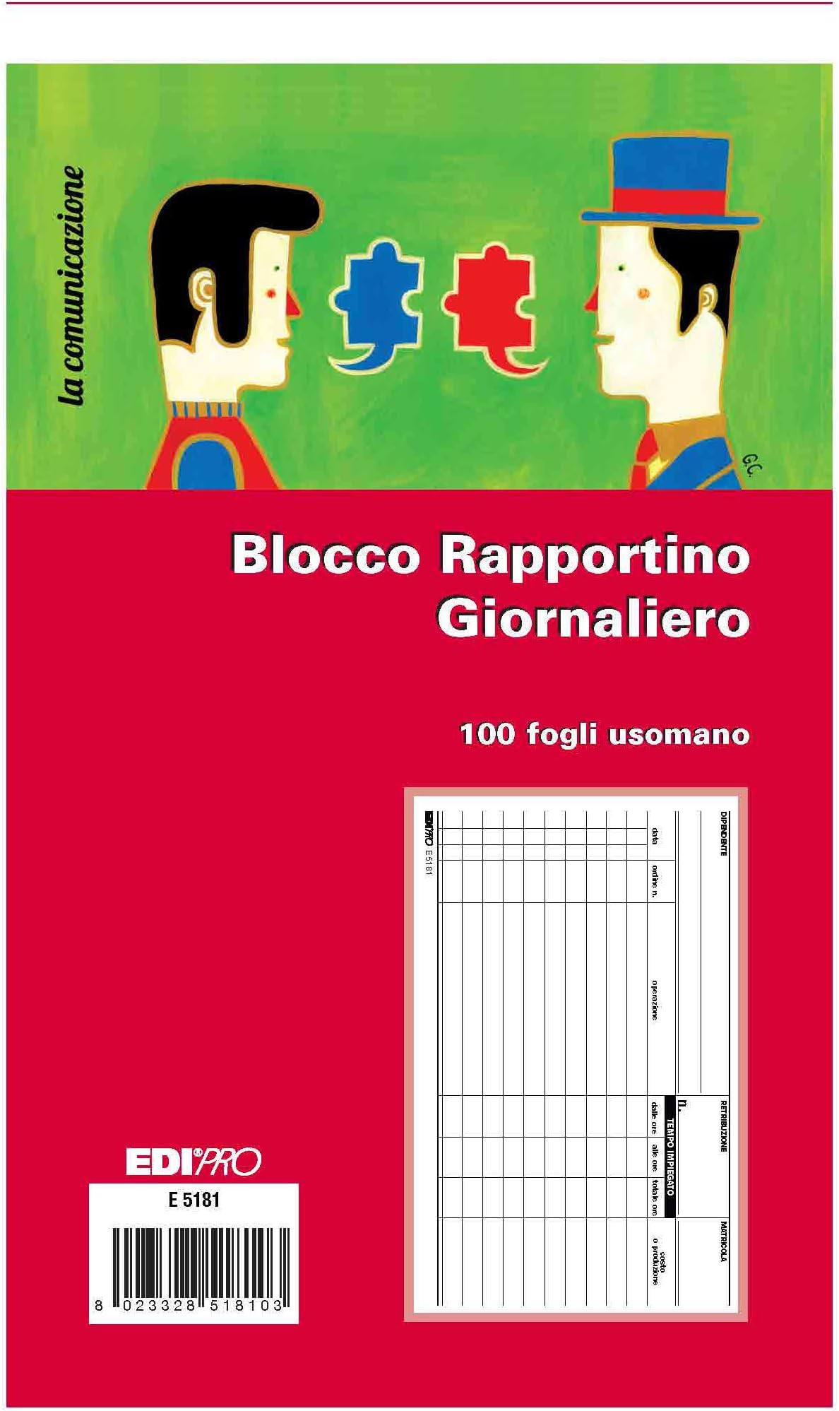 Blocco Rapportino Di Lavoro EDIPRO E5182A - 50 Fogli Autoricalcanti, Formato A5, 2 Copie, Per Professionisti - Foto 3