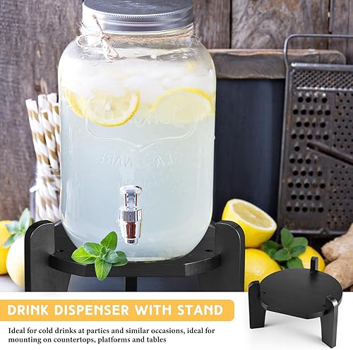 Miniatura 6 de Roshtia Soporte dispensador de bebidas de madera de bambú para contenedores de jarra de agua de 6 a 8 pulgadas de diámetro para dispensadores de