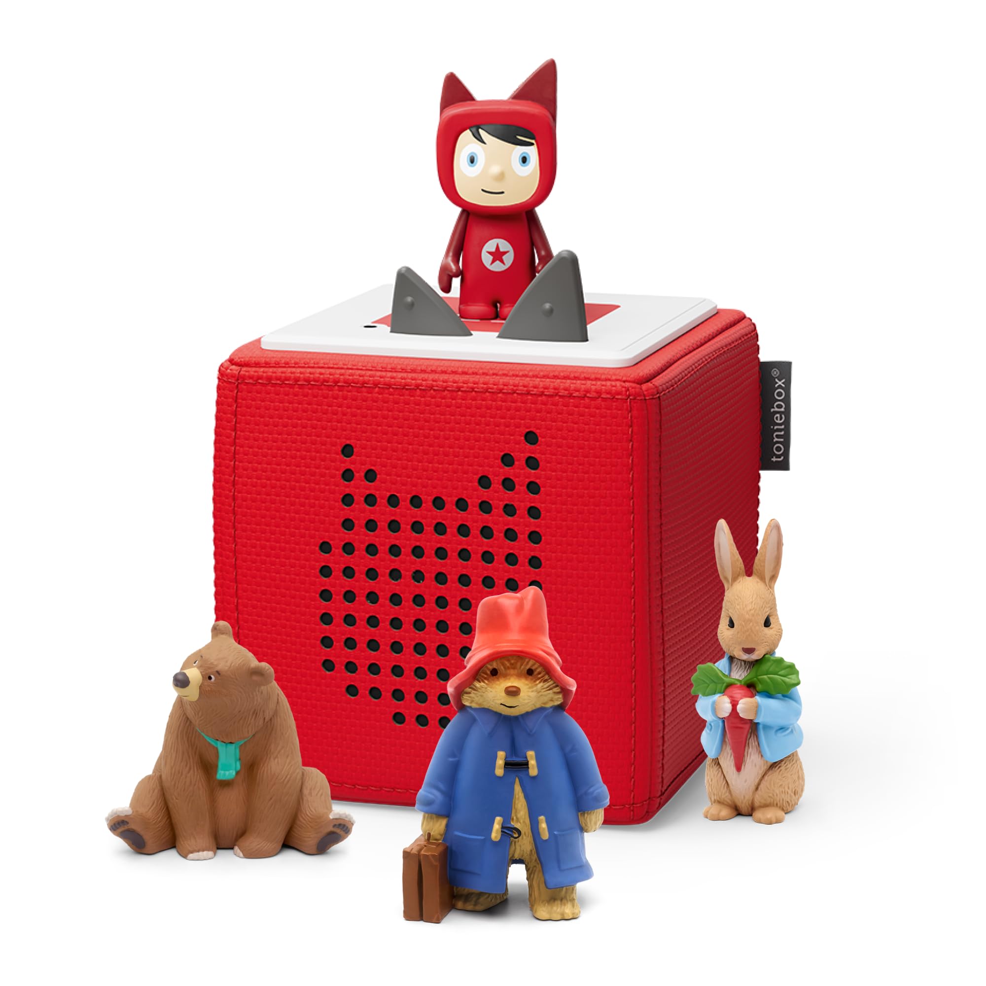 tonies Toniebox Favourites Bundle Incl. 1 Creative 3 content, We're going on a bear hunt, Paddington, Peter Rabbit, Screen-Free Music Player for Kids, Early Development & Activity Toys, Red