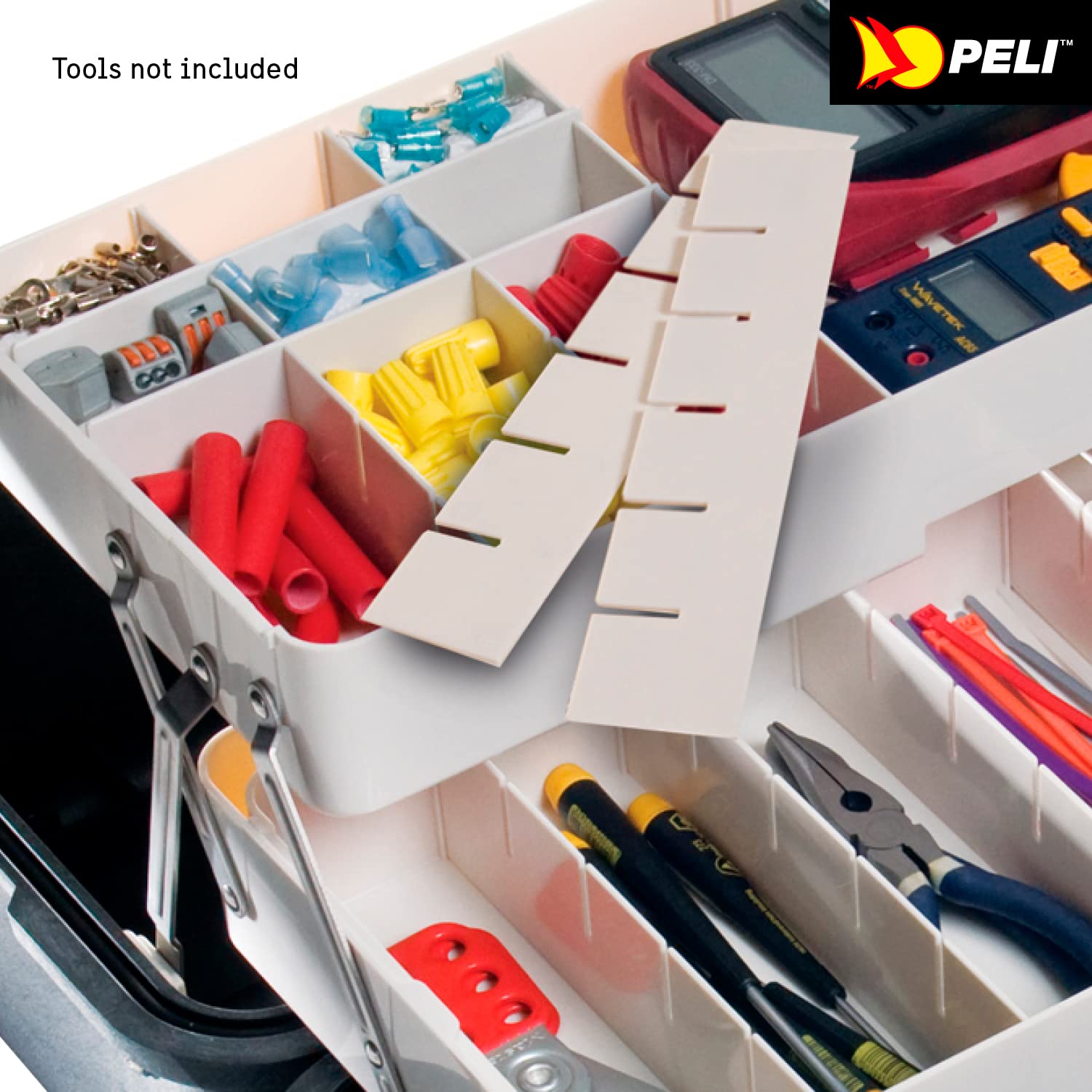 PELI 1460TOOL Caja de Herramientas Profesional Resistente a los Golpes y estanca, IP66 Resistente al Agua y al Polvo, Fabricada en EE.UU, with Adjustable and Removable Tray Dividers, Color Negro, 33L