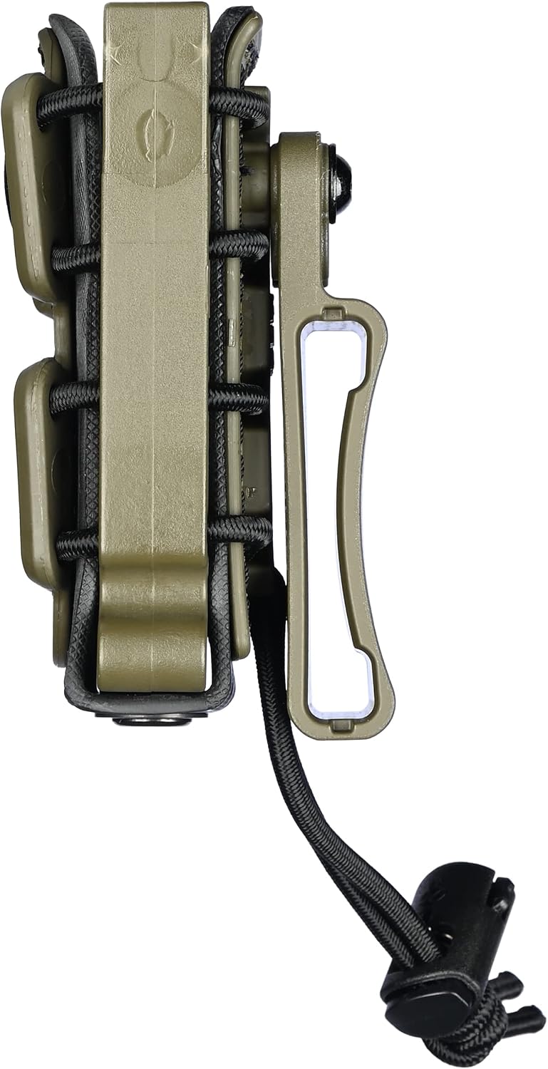 (Black with OD Green) Soft Shell Scorpion -Short- Pistol Mag Carrier with Belt Loop (1.25-1.75) 100% Made in The USA