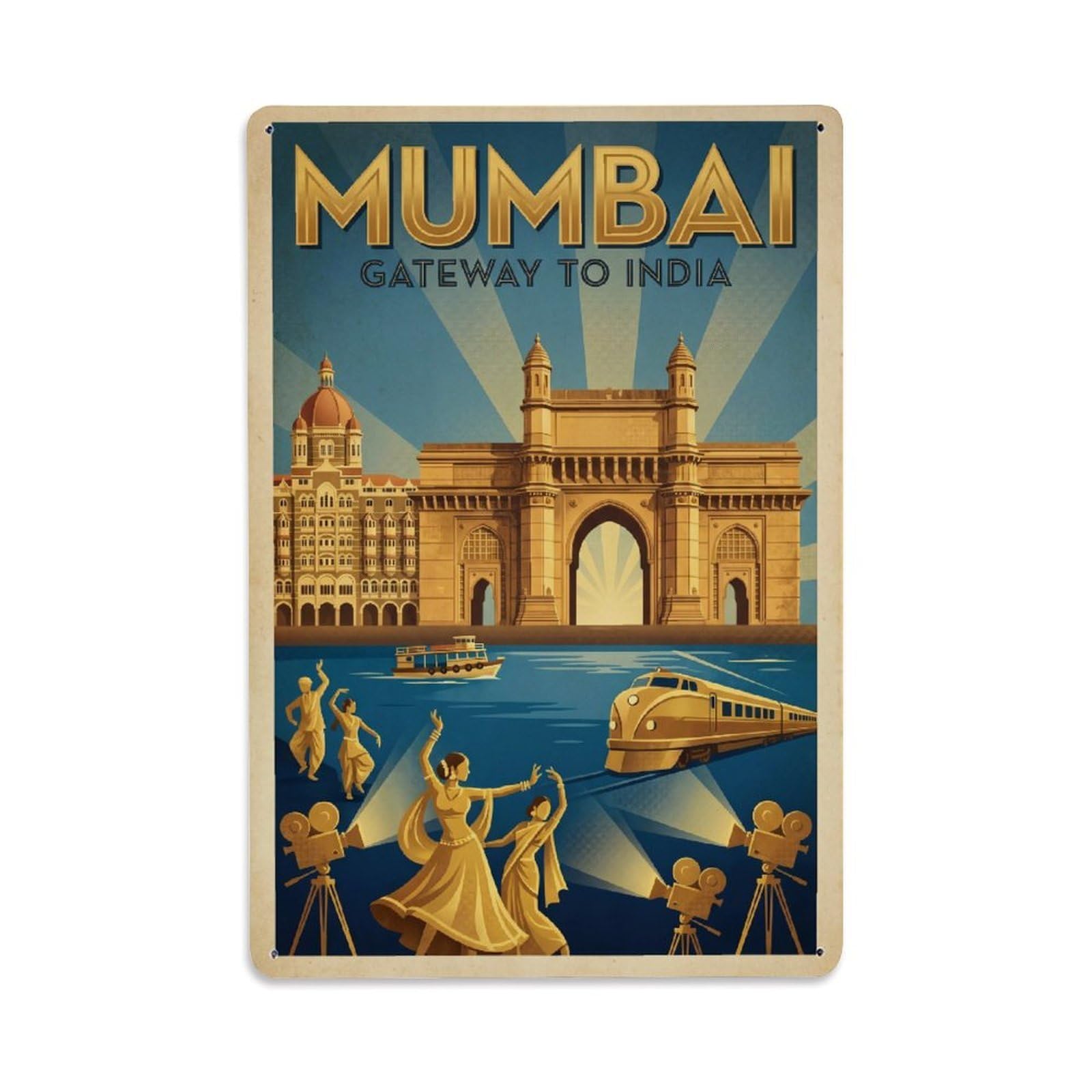 Huiyhb 8X12inch(20X30cm) India Mumbai Travel Retro Metal Tin Sign