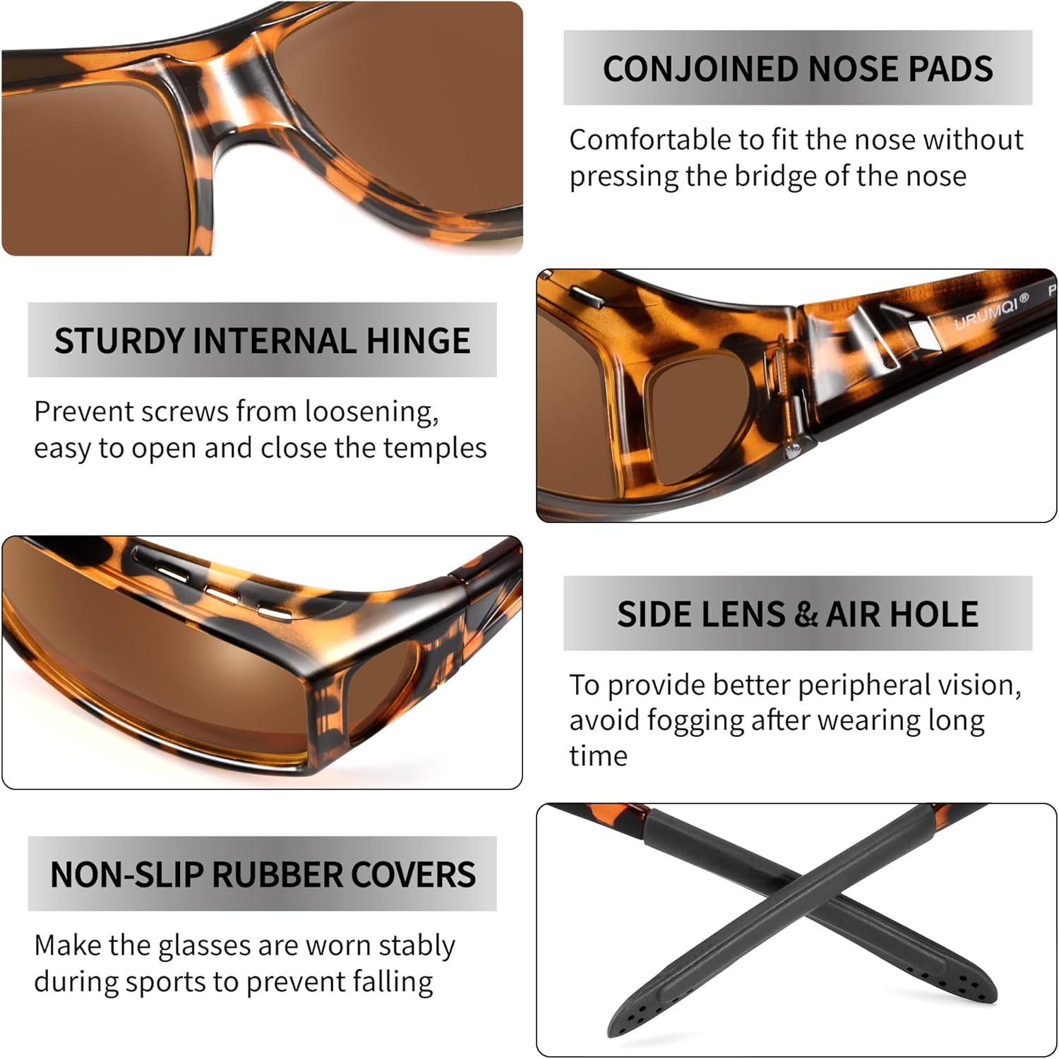 URUMQI Polarized Sunglasses Fit Over Glasses for Men Women, Wrap-around Driving Sunglasses 100% UV Protection - Image 5