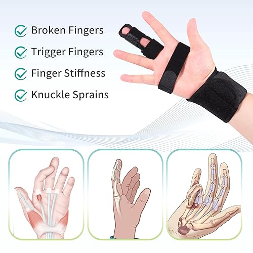 Miniatura 2 de lefeke Férula de dedo gatillo, soporte para dedo medio, índice, meñique o anular, férula de mano para dedos rotos, artritis, fractura, soporte de