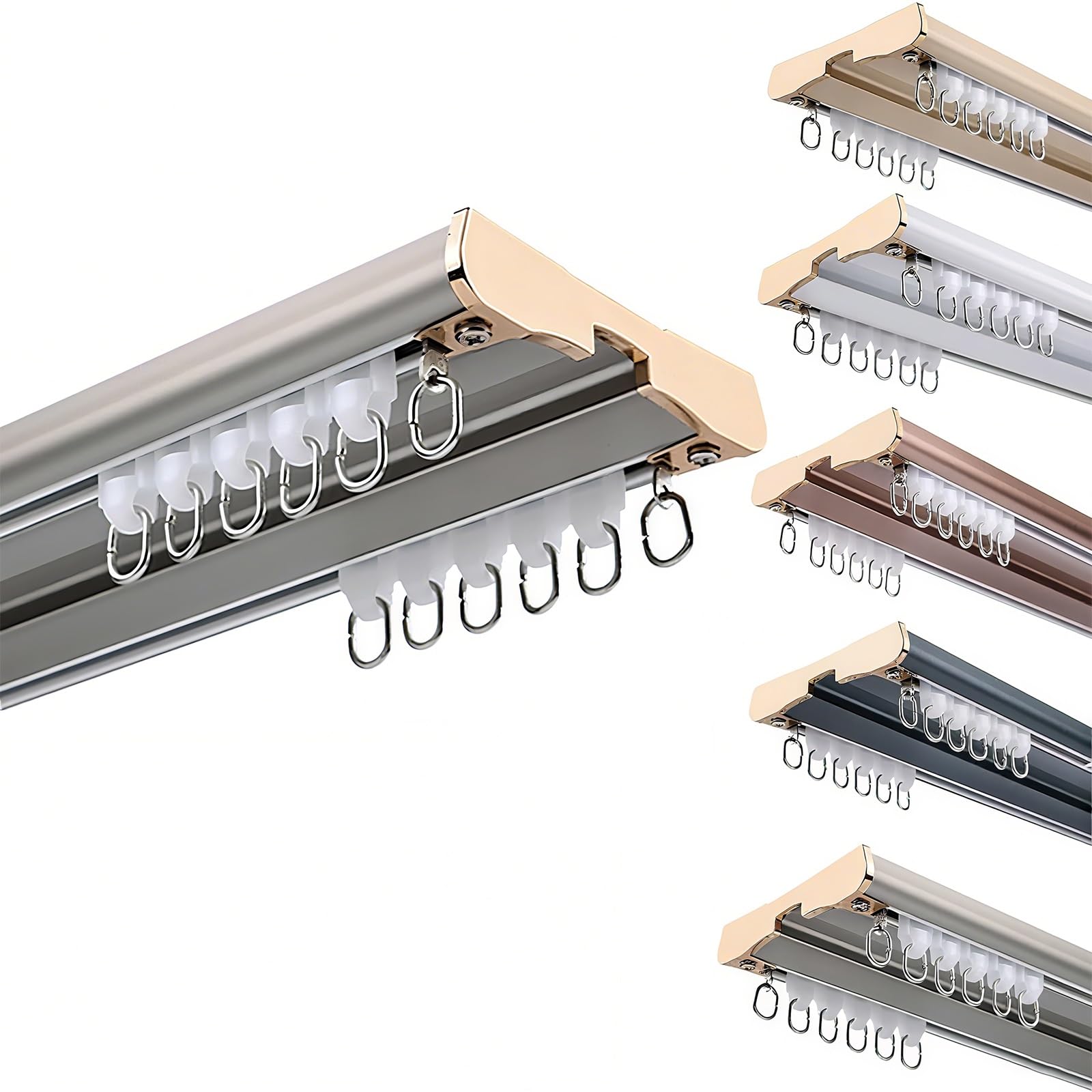 Riel de techo doble gris de aluminio para separar estancias y cocinas