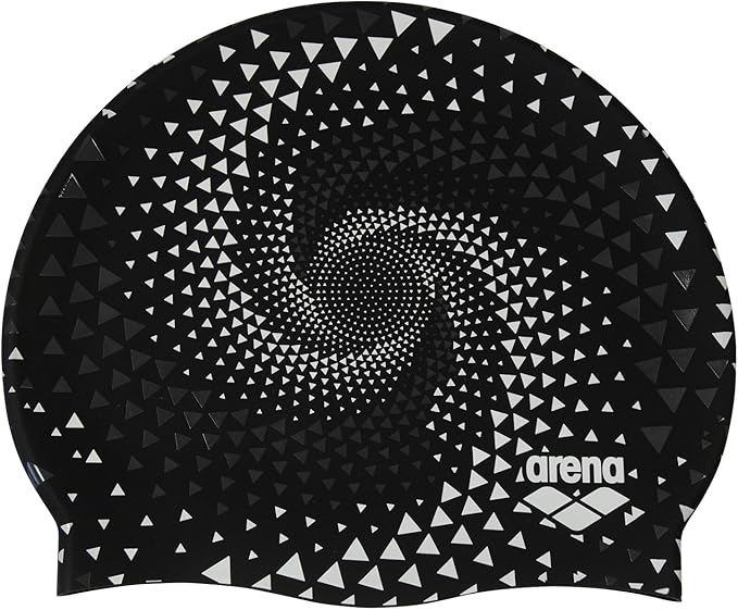 Arena Print Unisex Soft Silicone Swim Cap,Intensive Training Comfortable Non-Slip Long Hair Swimming Hat