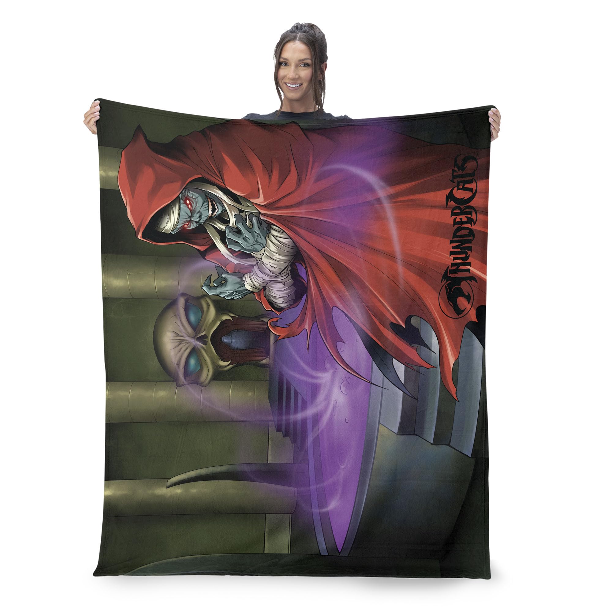 NORTHWEST Thundercats The Ever Living Silk Touch Sherpa-Überwurfdecke, Mumm-Ra Power-Szene, Purple Mist Villain Art, ultraweiches Fleece, offizieller Warner Bros. Sammler-Überwurf, 127 x 152,4 cm