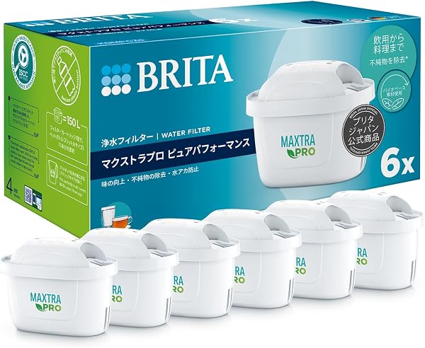 ブリタ カートリッジ 浄水器 ポット型 交換用 6個入 PFOS/PFOA除去試験済 マクストラプロ カートリッジ ピュアパフォーマンス ポリプロピレン ポリエチレンテレフタレート 【日本正規品】ホワイト - 1