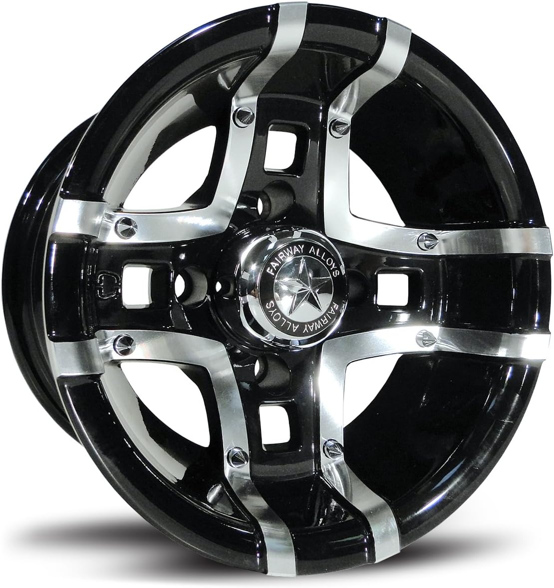 Fairway Alloys FA123 Prestige Machined Black Golf Cart Wheel - 10x7