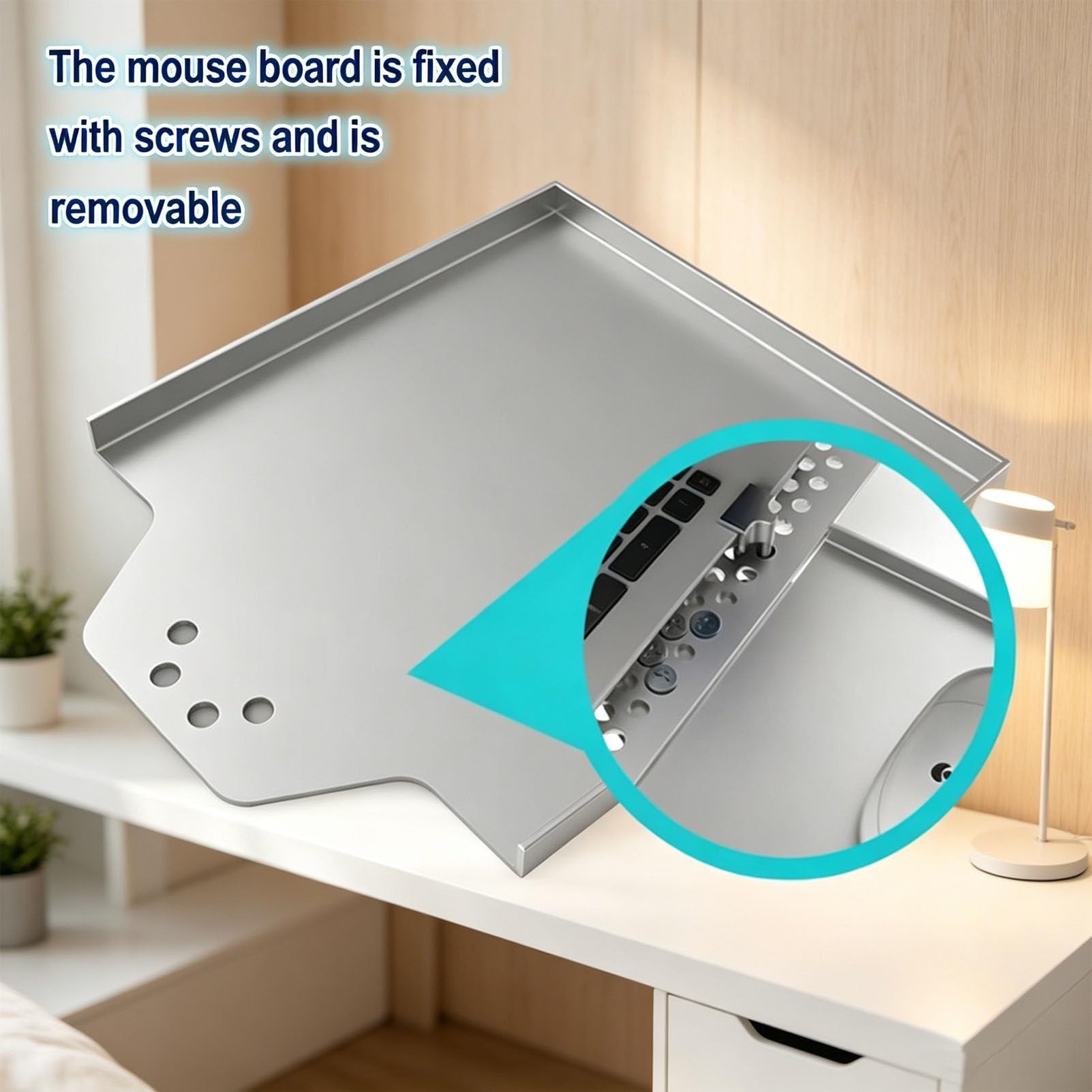 Brazo de Montaje en Pared para portátil con rotación de 360°, Soporte Ajustable con ventilación y Bandeja para ratón Desmontable para la Oficina en casa