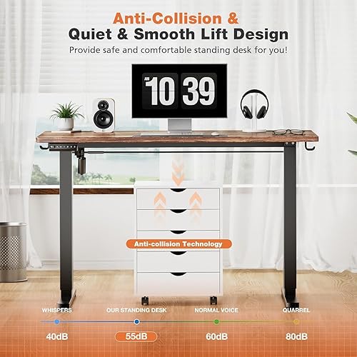 Miniatura 7 de Sweetcrispy Escritorio eléctrico de pie  40 x 24 pulgadas altura ajustable escritorio sentado para ponerse de pie con tablero de empalme, mesa de