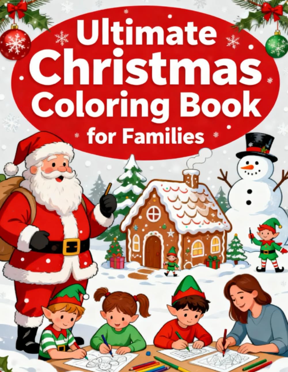 Ultimate Christmas Coloring Book for Families: 24 Fun Holiday Scenes, Cookies, Santa, Elves & More for All Ages