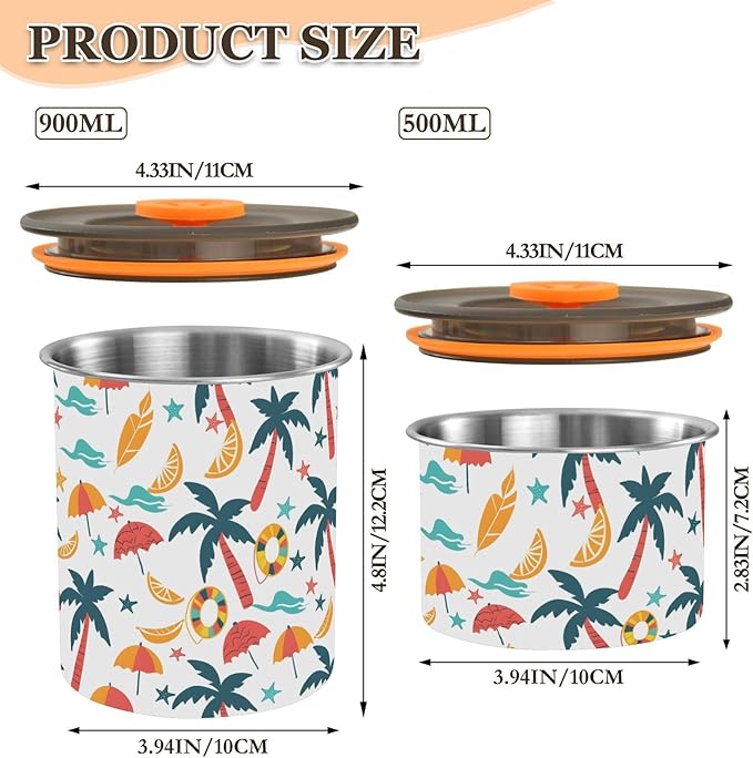 ALAZA Beach Theme Starfish Lemon Palm Tree Coffee Canister 17oz miniatura 3