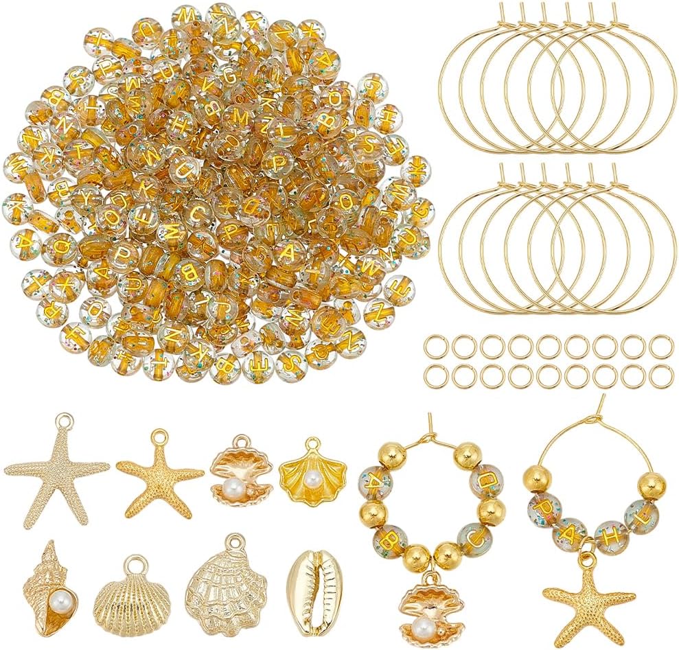 598Pcs Wine Glass Charms Making Kit Drink Identifiers Wine Charms for Stem Glasses DIY Reusable Drink Markers Personalized Tags for Travel Beach Themed Party Wedding Bachelorette Decor