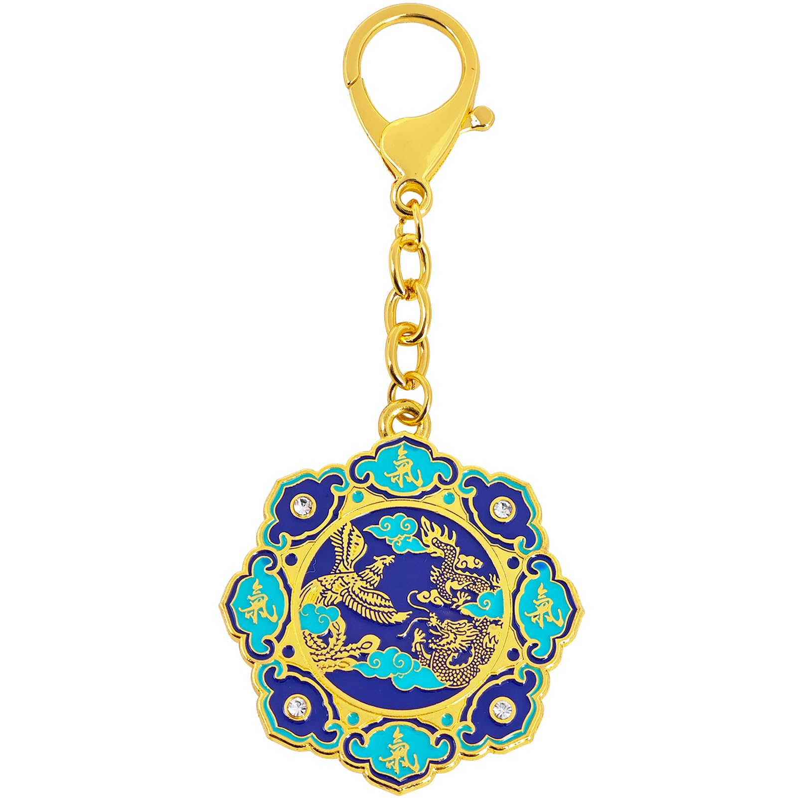 Feng Shui Dragon & Phoenix Life Force Amulet Powerful Energy Good Luck Keychain Talisman