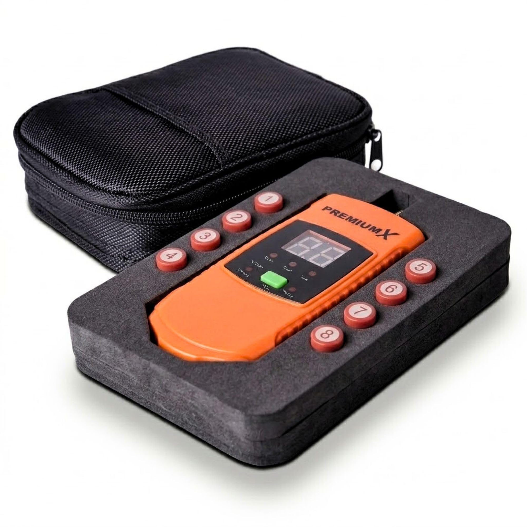 Premium X CF-12 Kabelfinder Ortungsgerät Leitungssucher Wandscanner mit LCD Displayanzeige Sat Kabelprüfer für Koaxialkabel 8-Fach