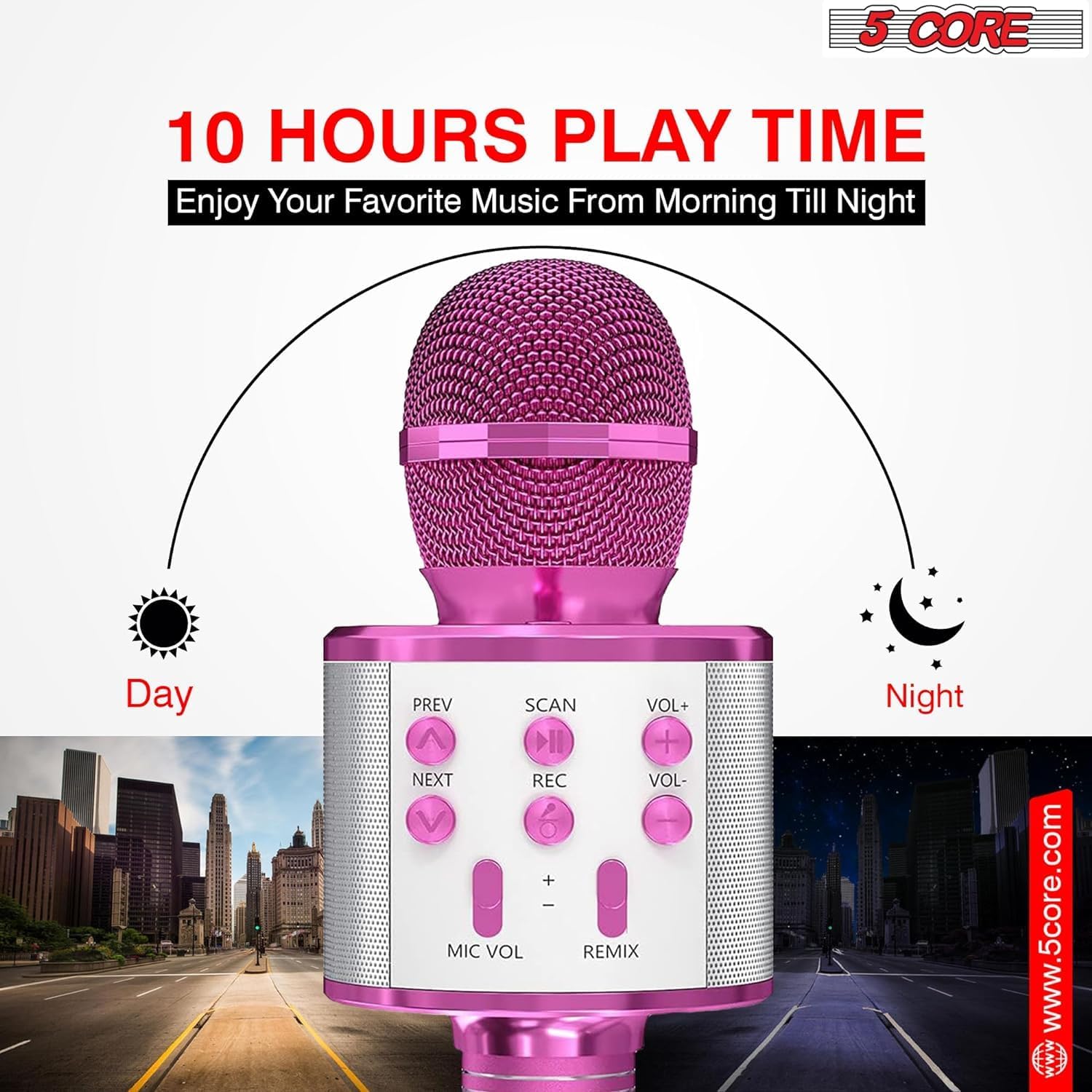 5 CORE Microphone Wireless Karaoke Mic Pair w Speaker 3 in 1 Portable Bluetooth Microfono Inalambrico System w Recording USB Aux for Gift Home Party Birthday Support All Smartphones - WM SPK PNK+BLU Pink+Blue image 5 of 8 B0D18ZV8ZJ