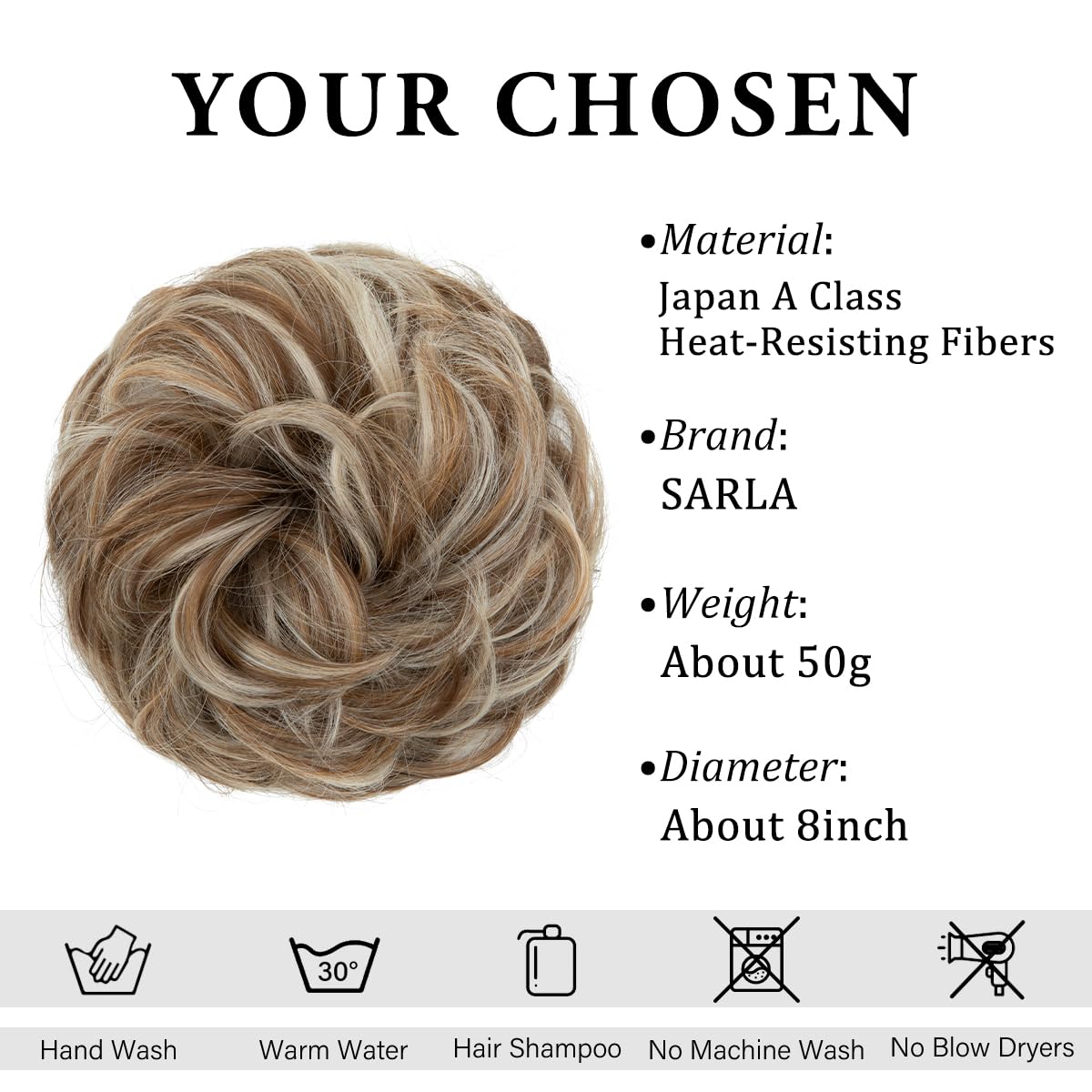 SARLA Messy Bun Hair Piece for Womens Synthetic Scrunchies Buns Extension Hairpieces Updo Pony Tail Beige Multi - Image 2