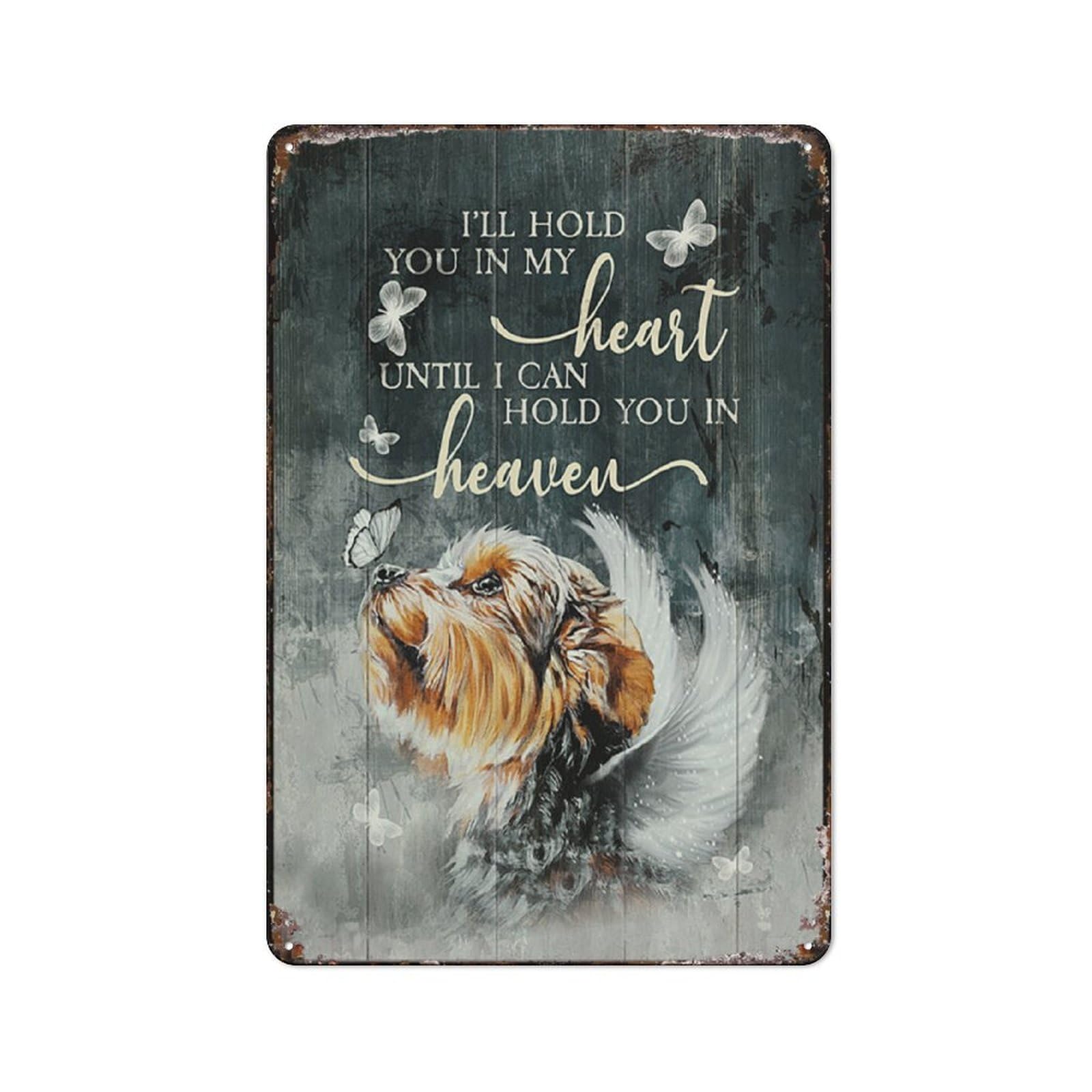 Preeklen Tin Sign 226 Vintage Tin Sign Yorkshire Terrier Dog Yorkshire Terrier Daisy Field Waiting At The Door Metal Tin Sign Wall Decor Rustic Farmhouse Sign Decor Gifts 8X12 Inch
