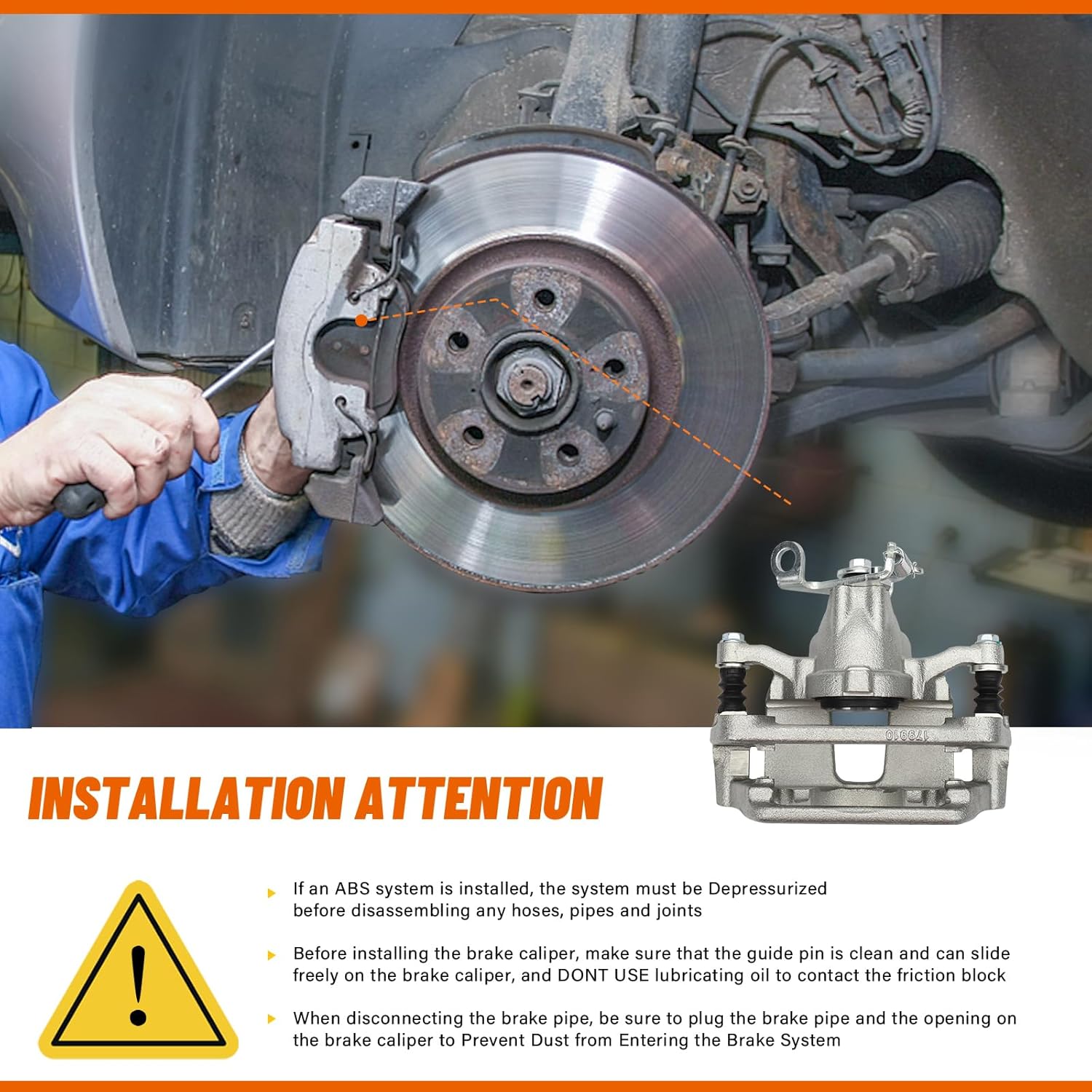 DRIVESTAR 18B5464 Rear Right (Passenger Side) Brake Caliper, fit 2012 2013 2014 2015 2016 2017 2018 for Dodge Journey, replace for 68159524AA