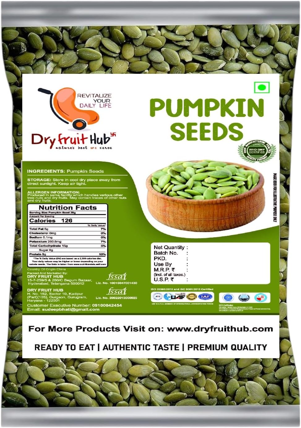 Raw Pumpkin Seeds For Eating 1kg, Rich in Protein, Dietary Fibre, Magnesium & Phosphorus, Source of Iron & Zinc, Handpicked Seeds, Nutrient-Rich Healthy Diet Snack