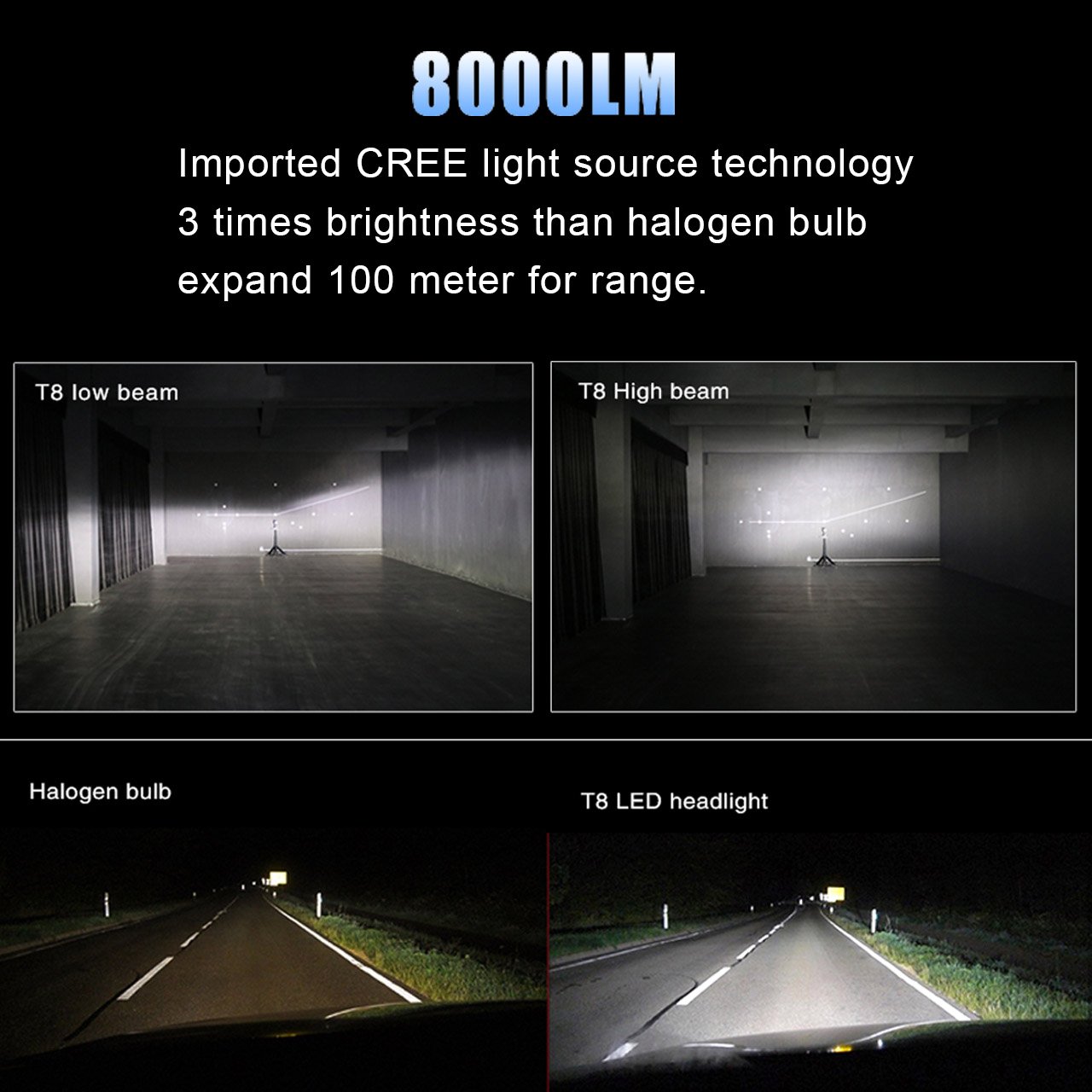 TUINCYN H4 HB2 9003 LED żarówki do reflektorów zestaw do konwersji CREE XHP50 chip 72 W 8000 lm światło Hi/Low Beam Pure White 6500 K - 3 lata gwarancji zestaw 2