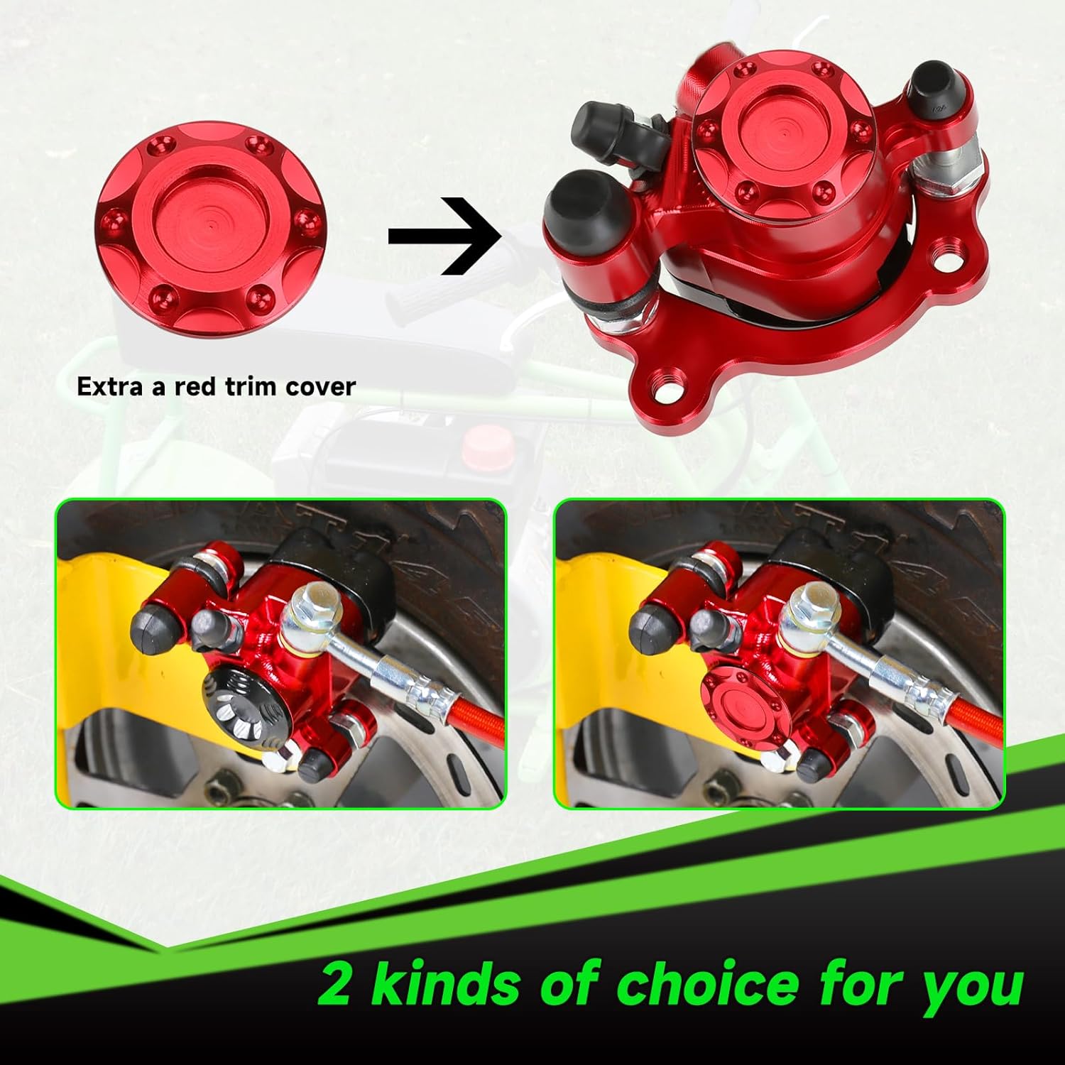 Upgraded Mini Bike Hydraulic Brake Kit Compatible with Baja Doodle Bug DB30 Blitz Dirt Bug Racer Predator 79cc 97cc 212cc 2.8hp 3.0hp Engine Minibike Parts with Pads (Red)