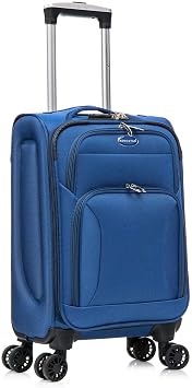 Aerostar Carry-on 20" Lightweight Soft Expandable Suitcase, Hand Luggage 4 Wheels & Combination Lock, 55x35x20cm | Accepted All Airlines easyjet, RyanAir, British Airways Royal Blue, 32 litres
