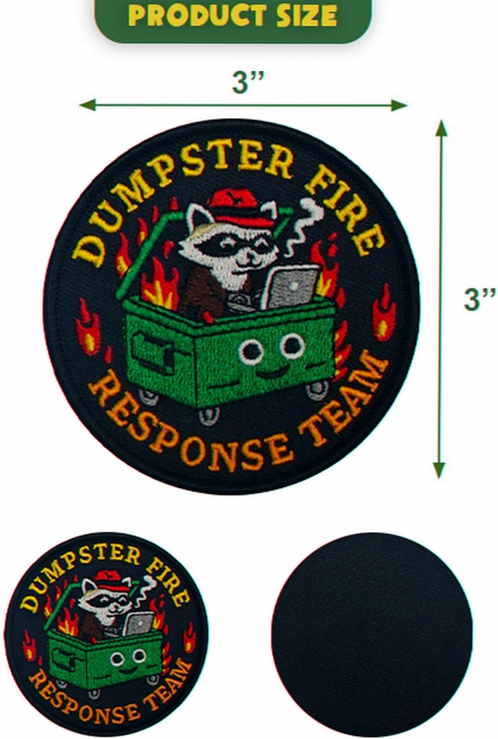 Dumpster Fire Response Team Patch – Funny Meme Embroidered Hook & Loop Patch for Backpack, Hat, Jacket, Vest, Dog Harness