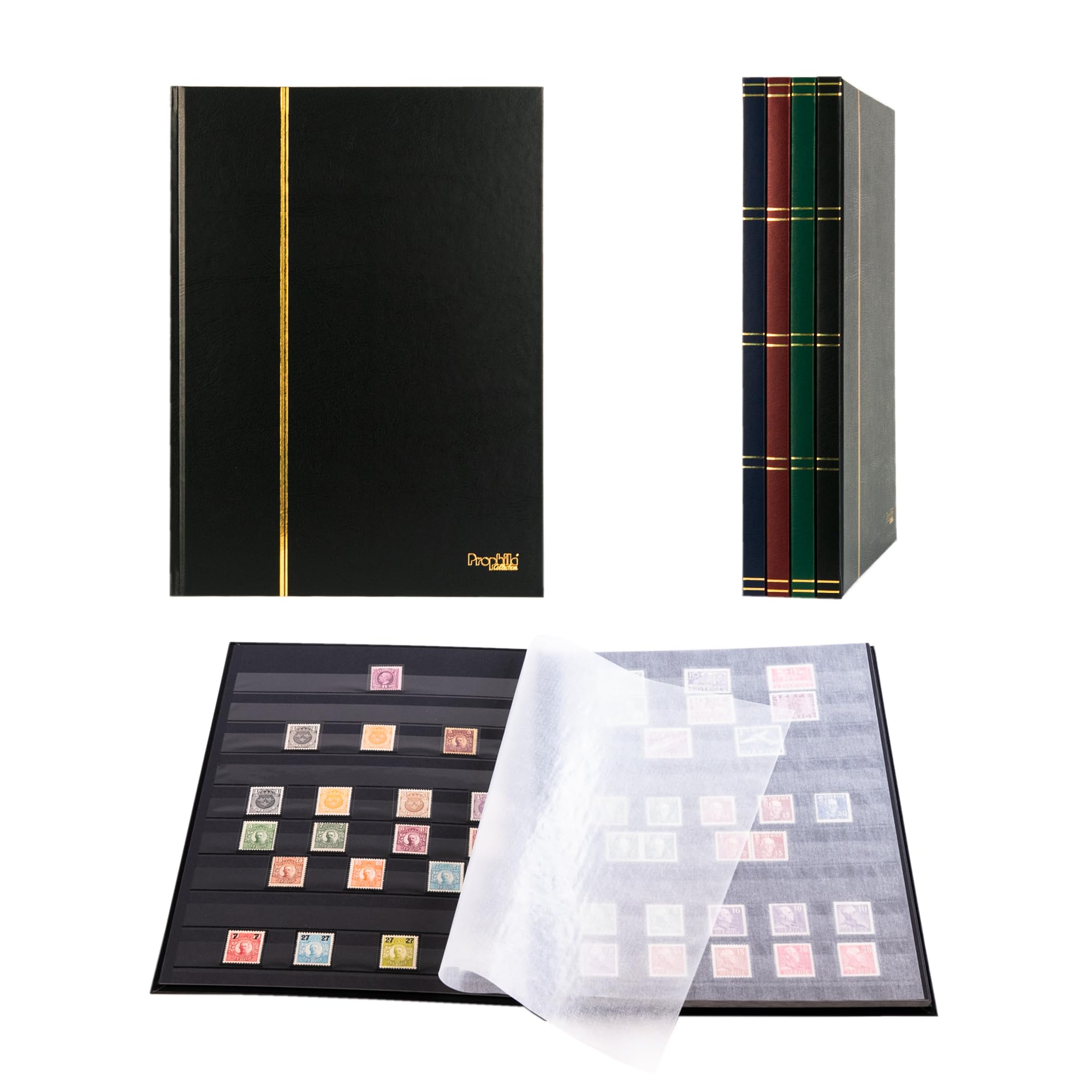 Prophila Collection Gold,Black Prophila Stamp Album (New) 16 Black Sides, Black Cover