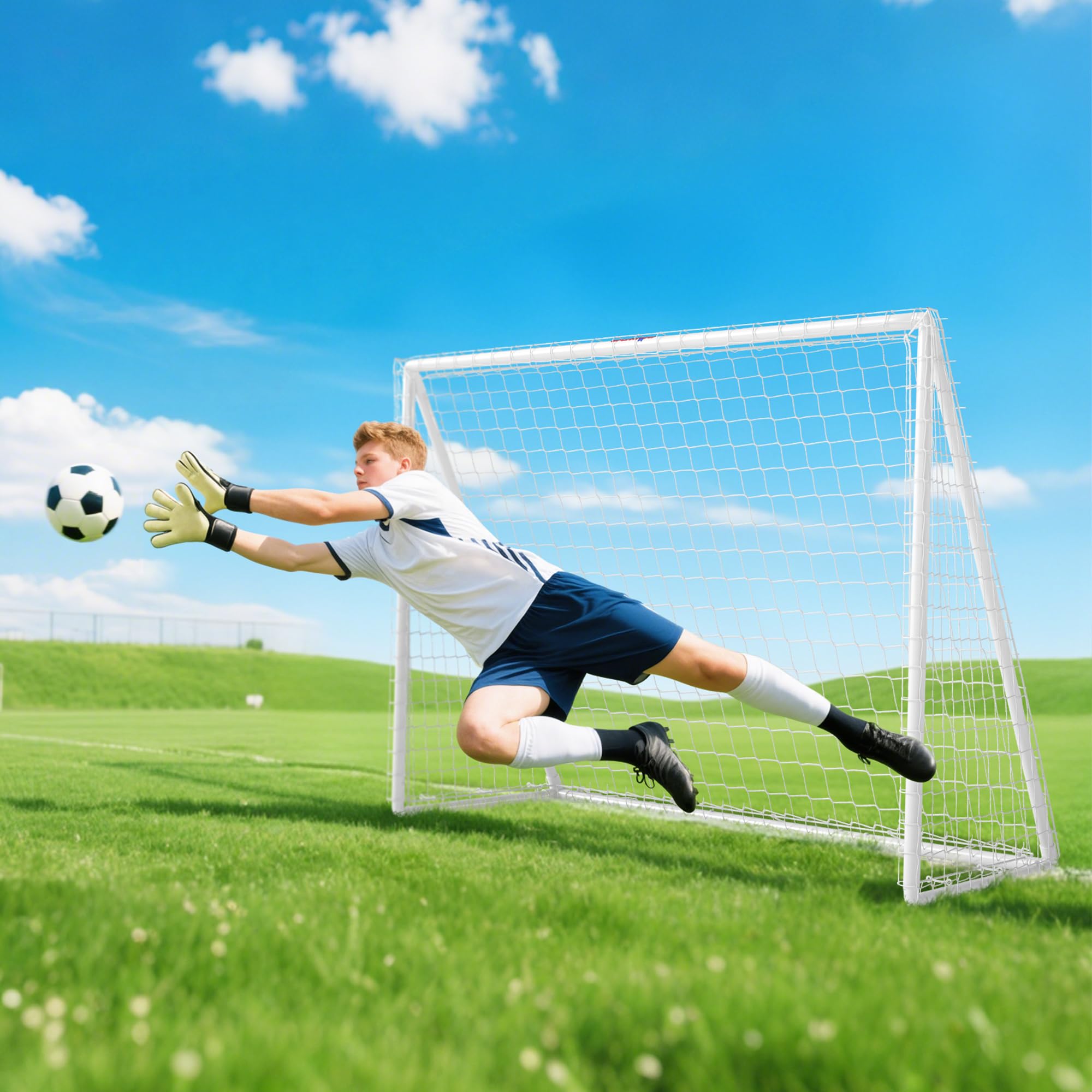 SPORTNOW Fußballtor für Jugendliche & Erwachsene wetterfestes standfestes Fußball Tor mit Netz, Erdhaken, Outdoor Torwand für Garten, Park, Strand
