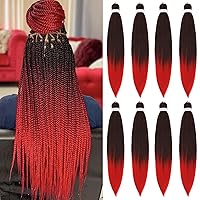 Vista 77 de Alrence Cabello trenzado preestirado largo de 30 pulgadas – 8 paquetes de extensiones de cabello trenzado profesional, trenzas de crochet de fibra