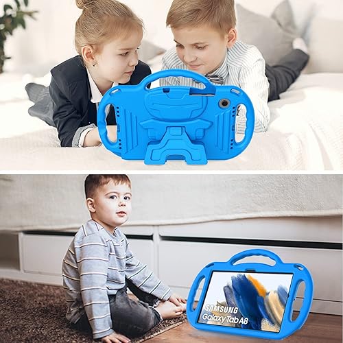 Miniatura 5 de AVAWO Funda infantil para Samsung Galaxy Tab A8 de 10.5 pulgadas 2022, azul con correa, mango ligero a prueba de golpes con soporte