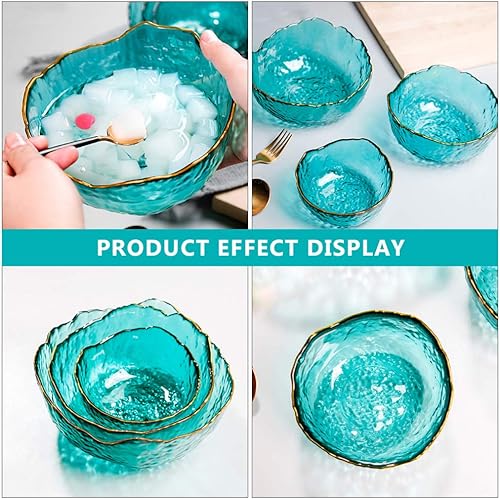 Miniatura 3 de PRETYZOOM Cuencos de vidrio para postre, cuencos para ensalada, cuencos para mezclar fideos, cuencos de forma irregular, cuencos para servir para